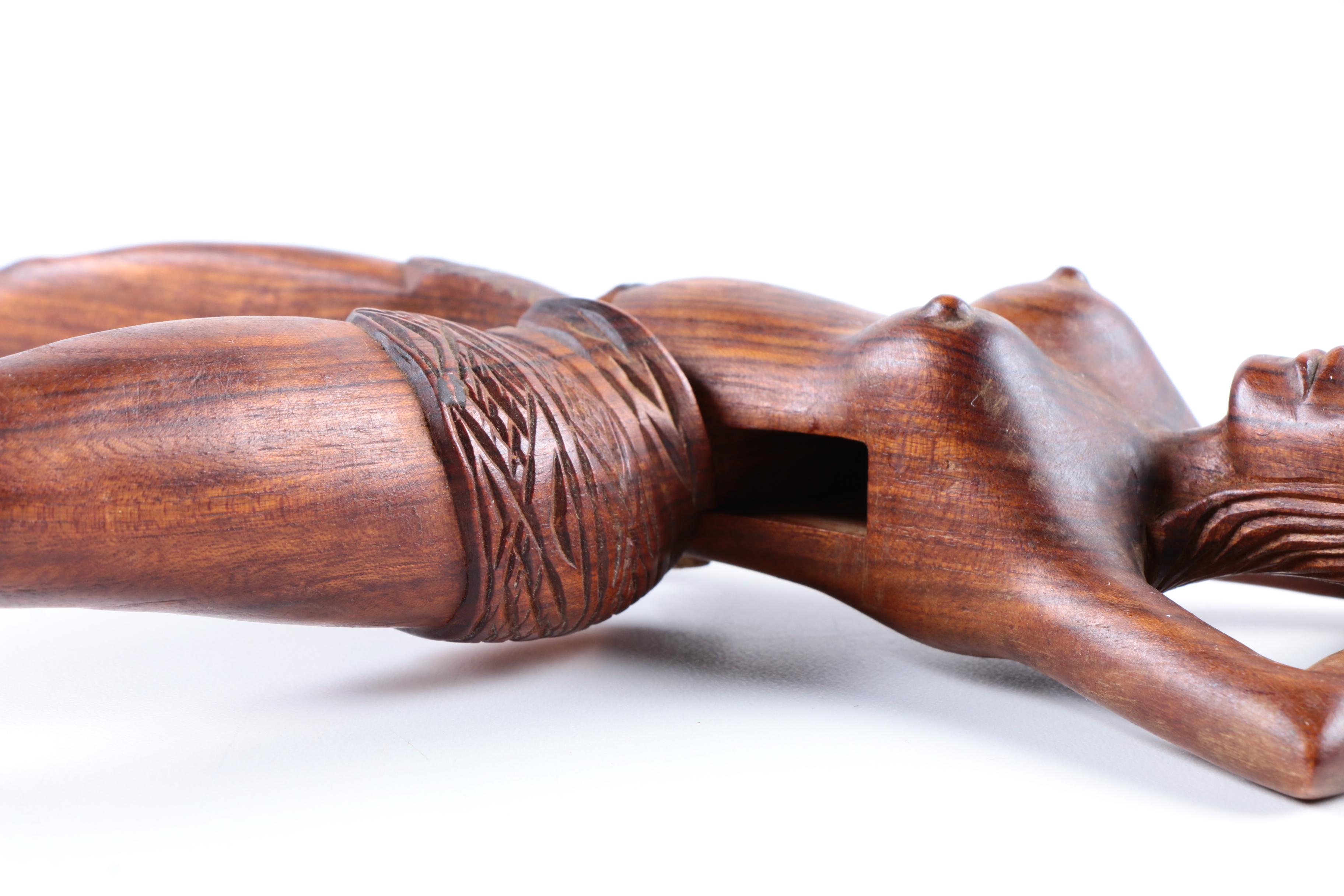 Vintage Carved Wooden Nutcracker in the Form of a Reclining Woman