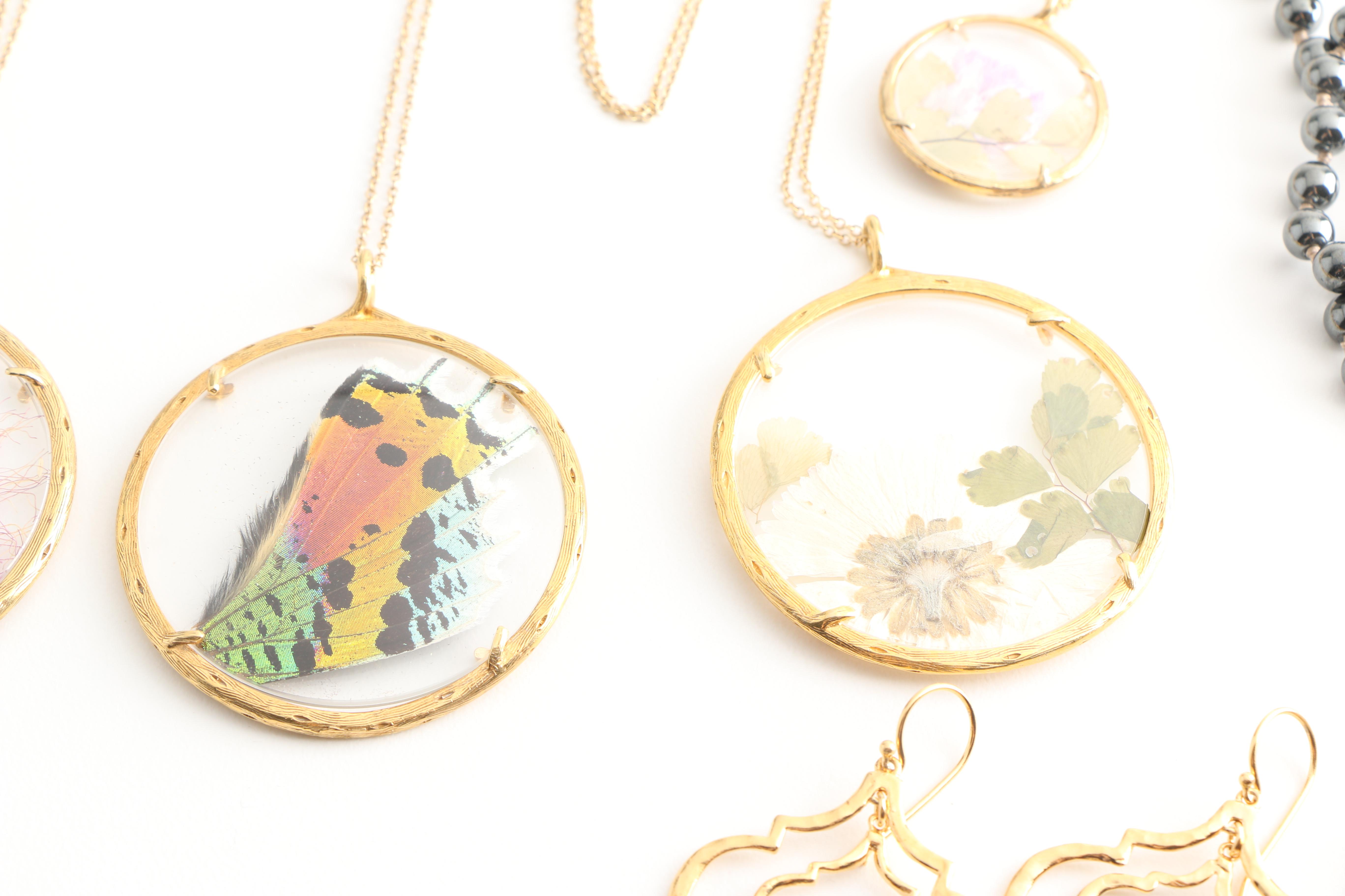 Collection of Sterling Silver Gold Wash and Rose Tone Necklaces and Earrings