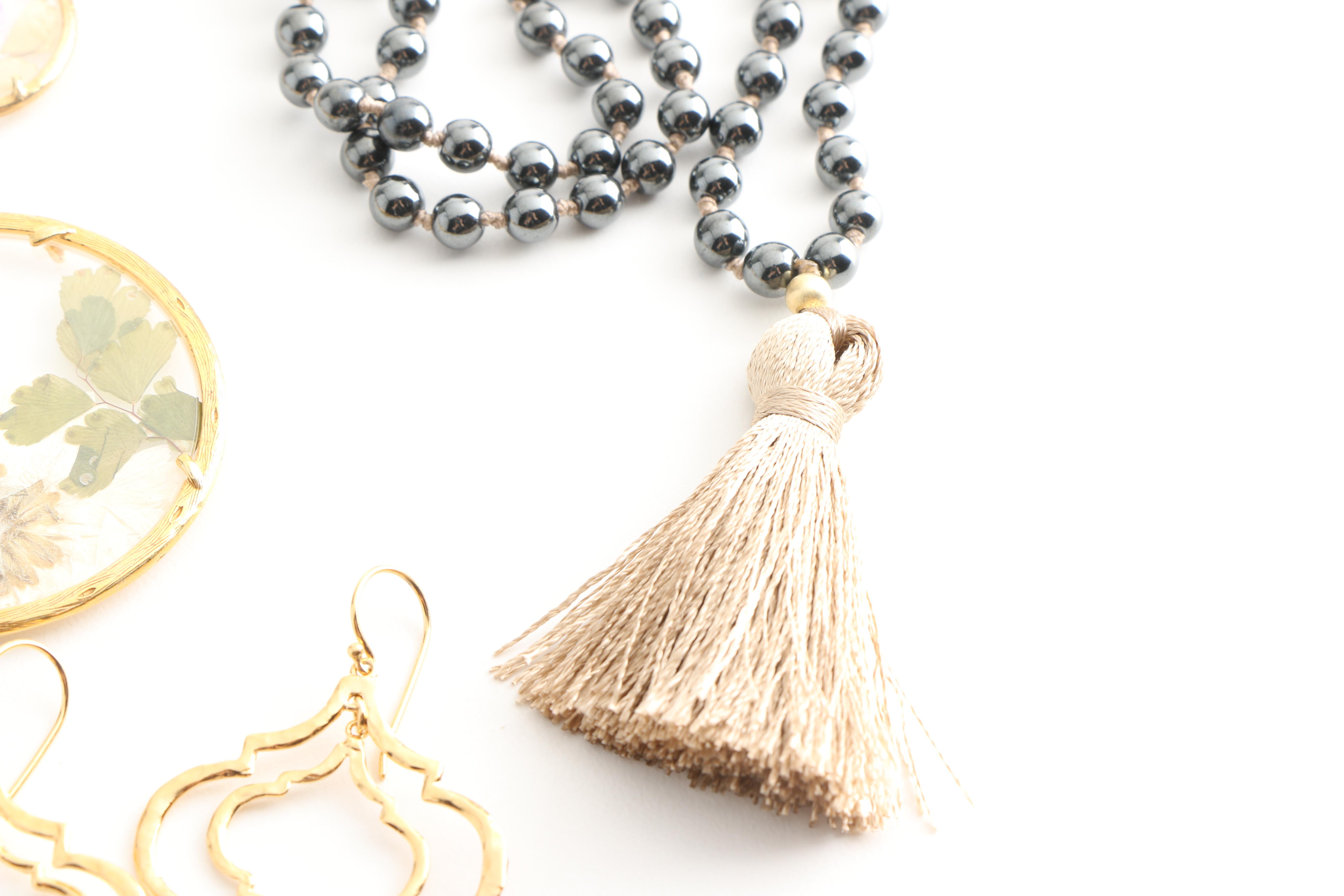 Collection of Sterling Silver Gold Wash and Rose Tone Necklaces and Earrings