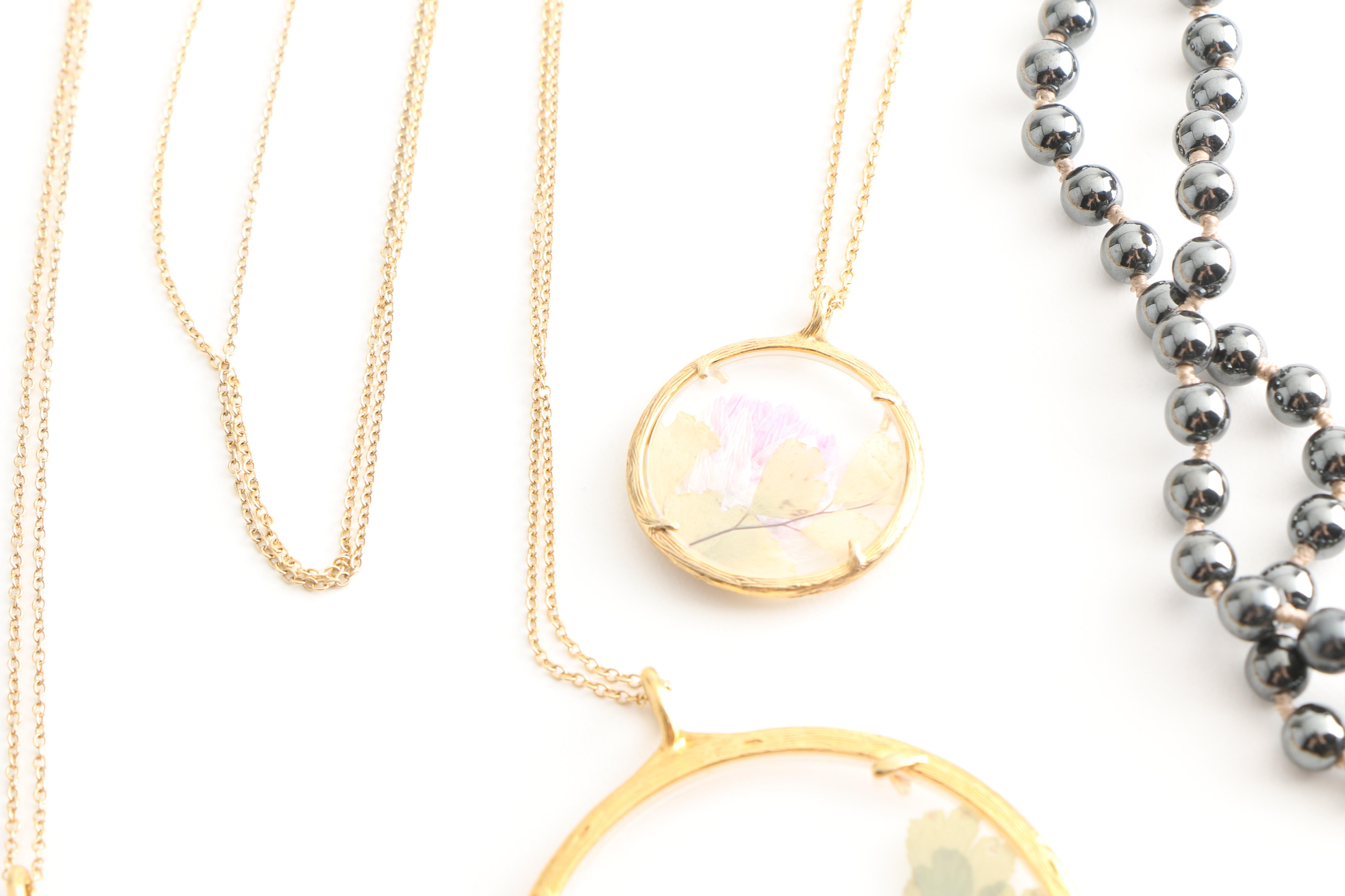 Collection of Sterling Silver Gold Wash and Rose Tone Necklaces and Earrings