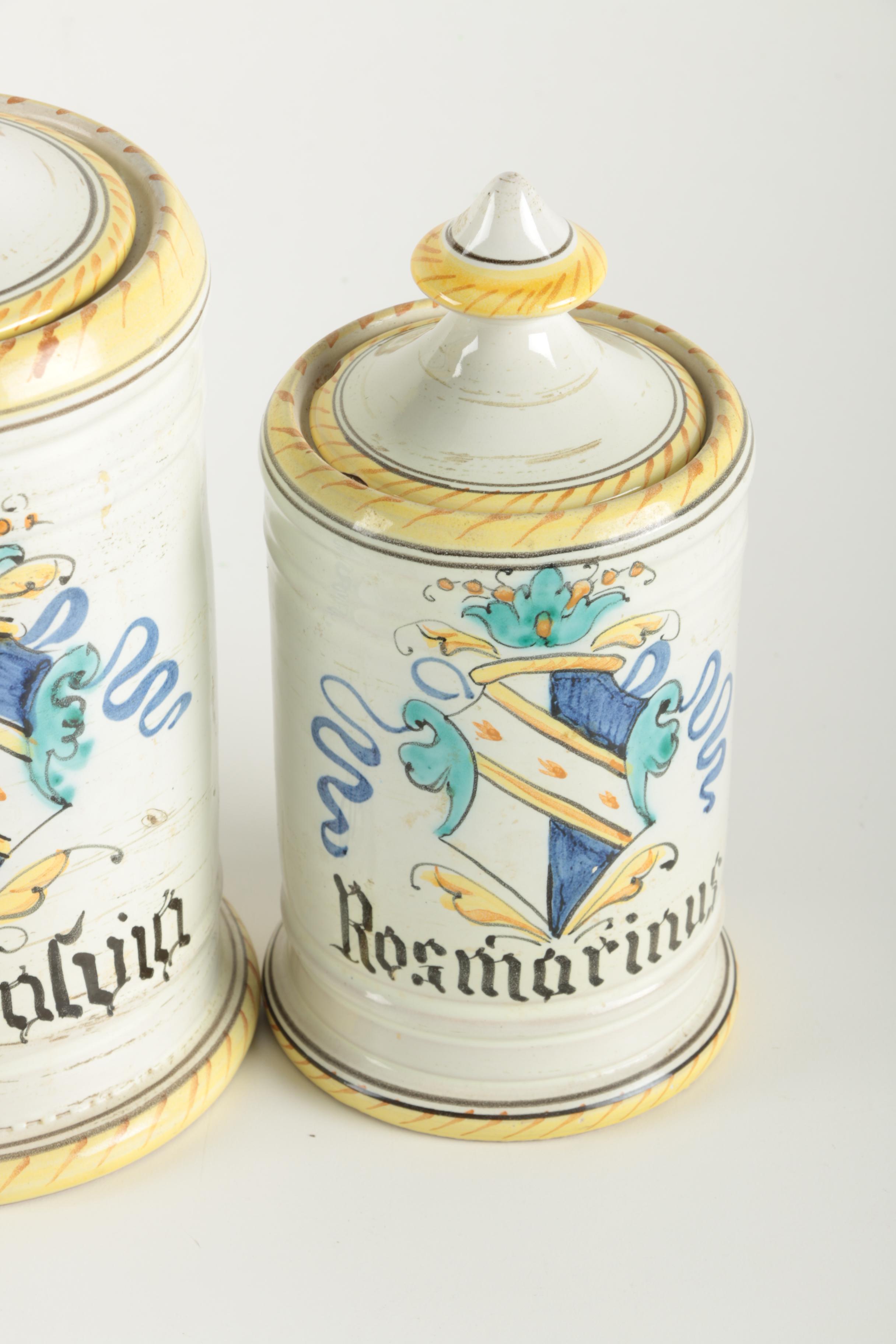 Hand-Painted Italian Ceramic Canisters