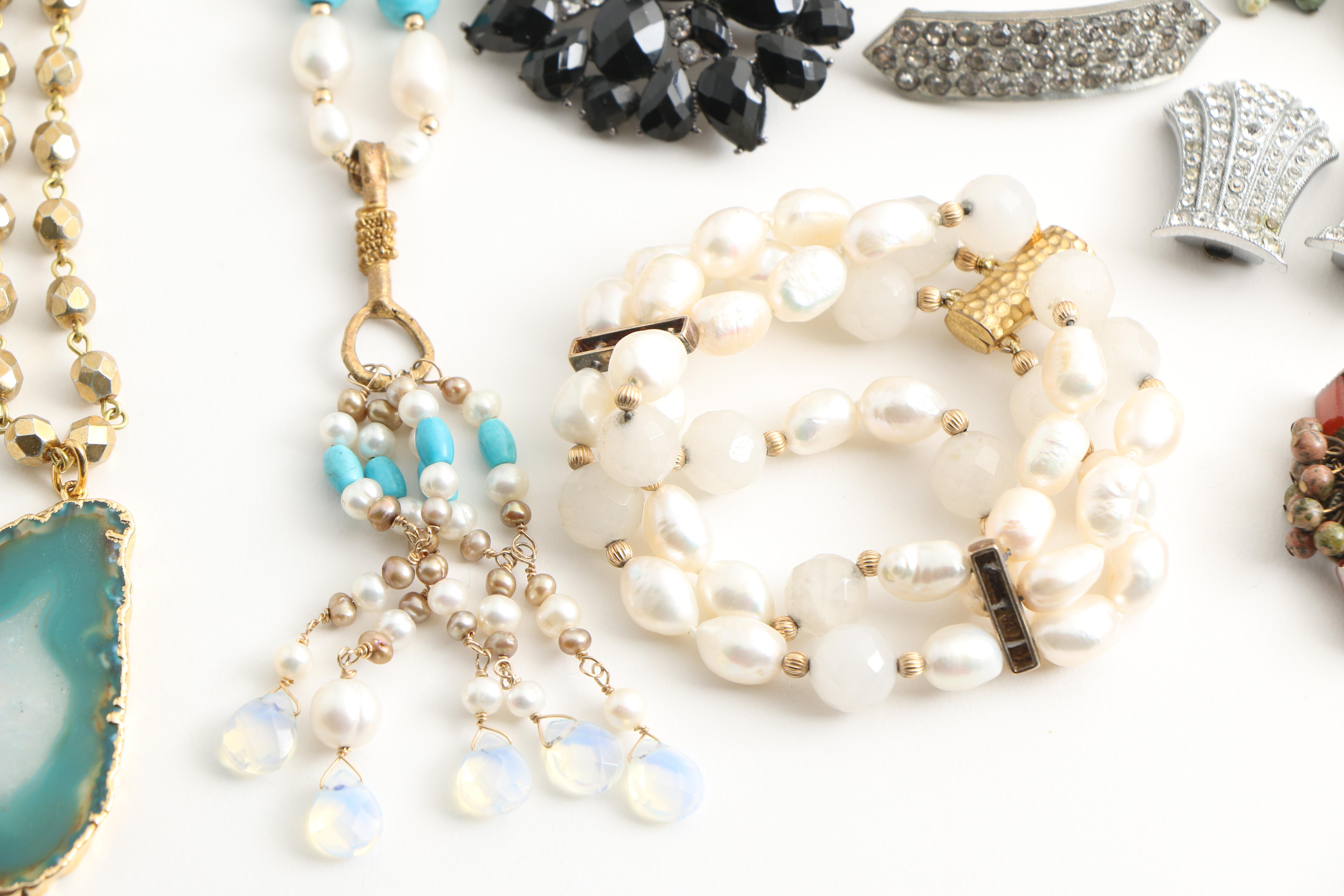 Assortment of Costume Jewelry Including Freshwater Pearl
