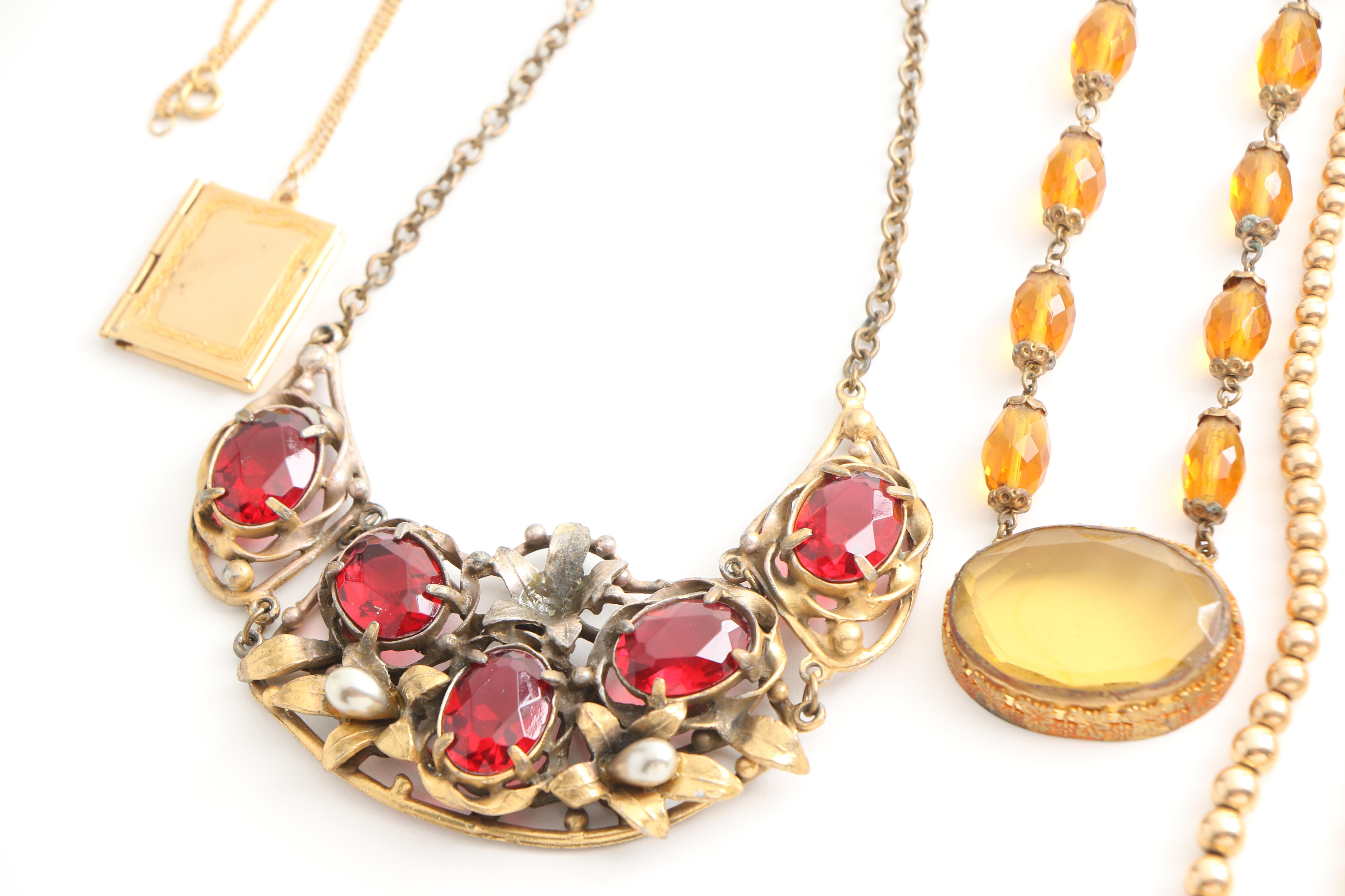 Collection of Vintage Costume Jewelry Including Italian Micro-Mosaic