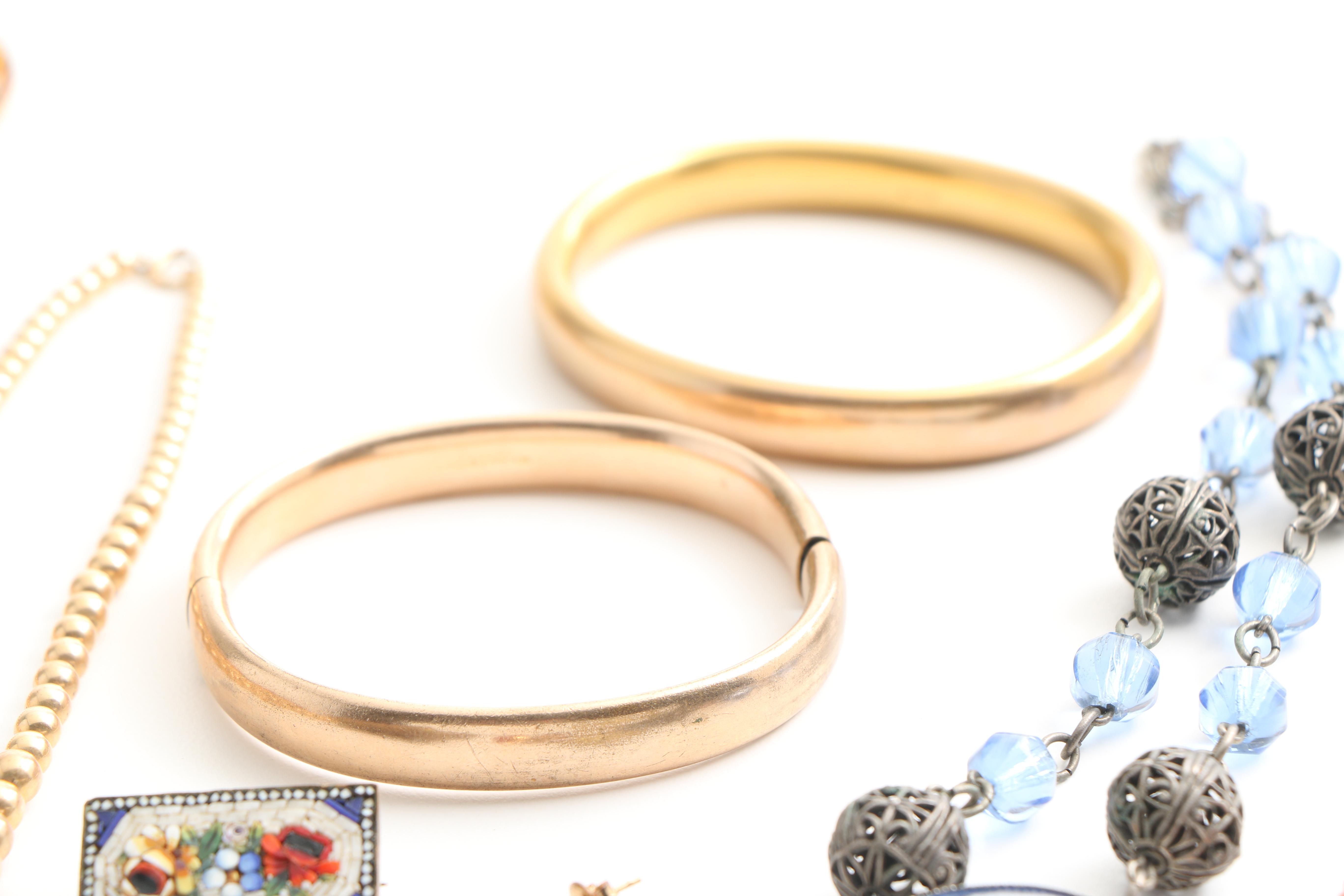 Collection of Vintage Costume Jewelry Including Italian Micro-Mosaic