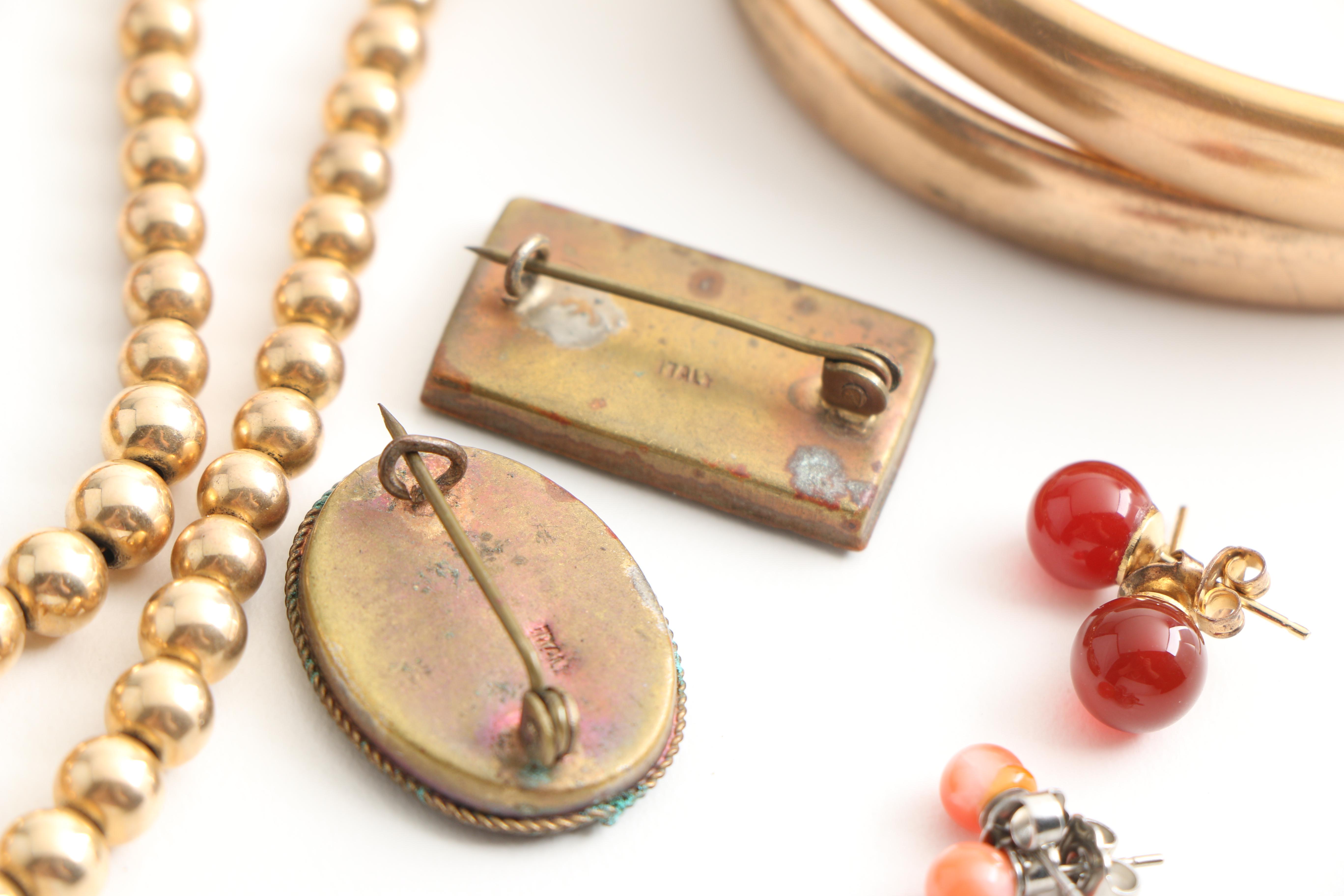 Collection of Vintage Costume Jewelry Including Italian Micro-Mosaic