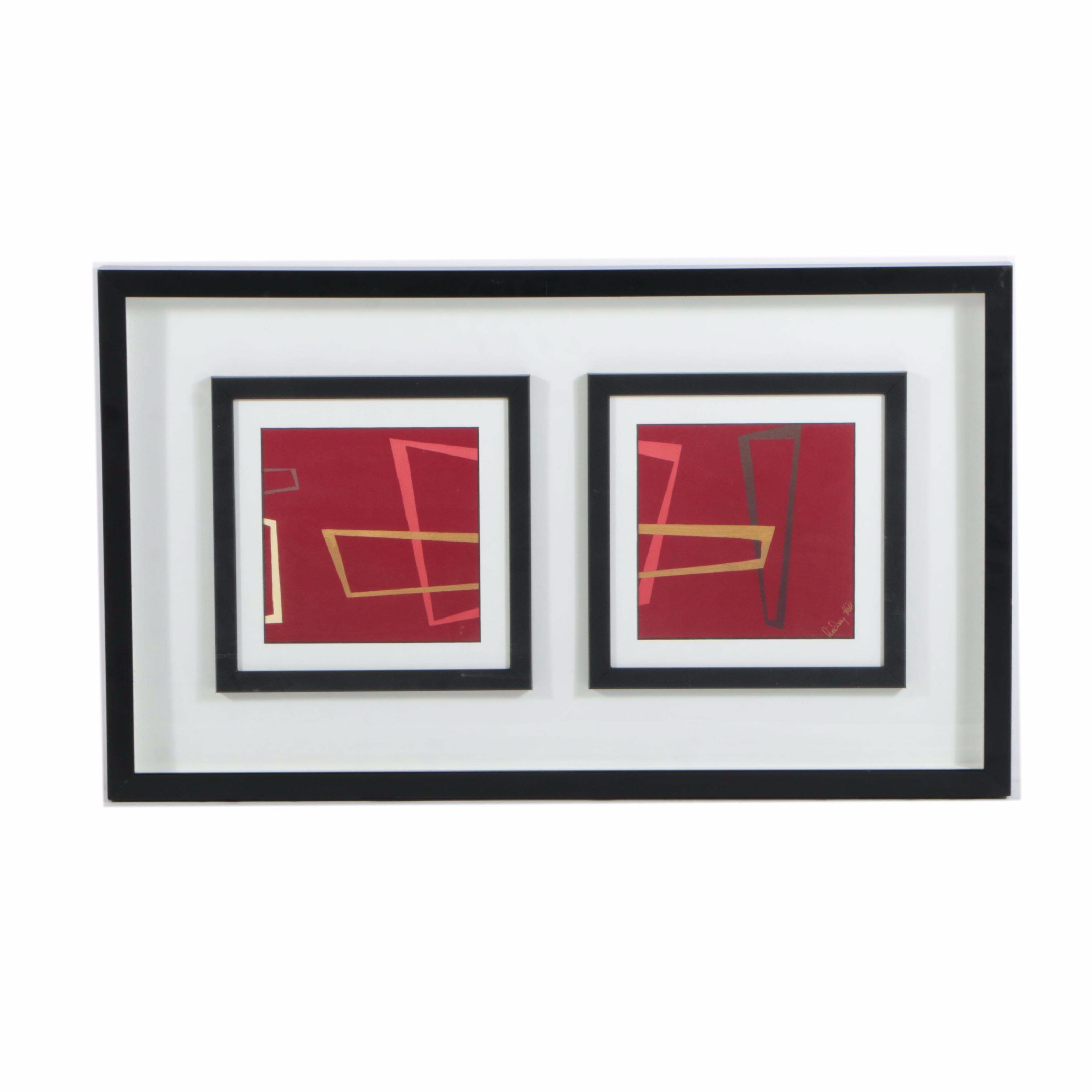 Reproduction Print After Lindsay Hill Abstract Diptych