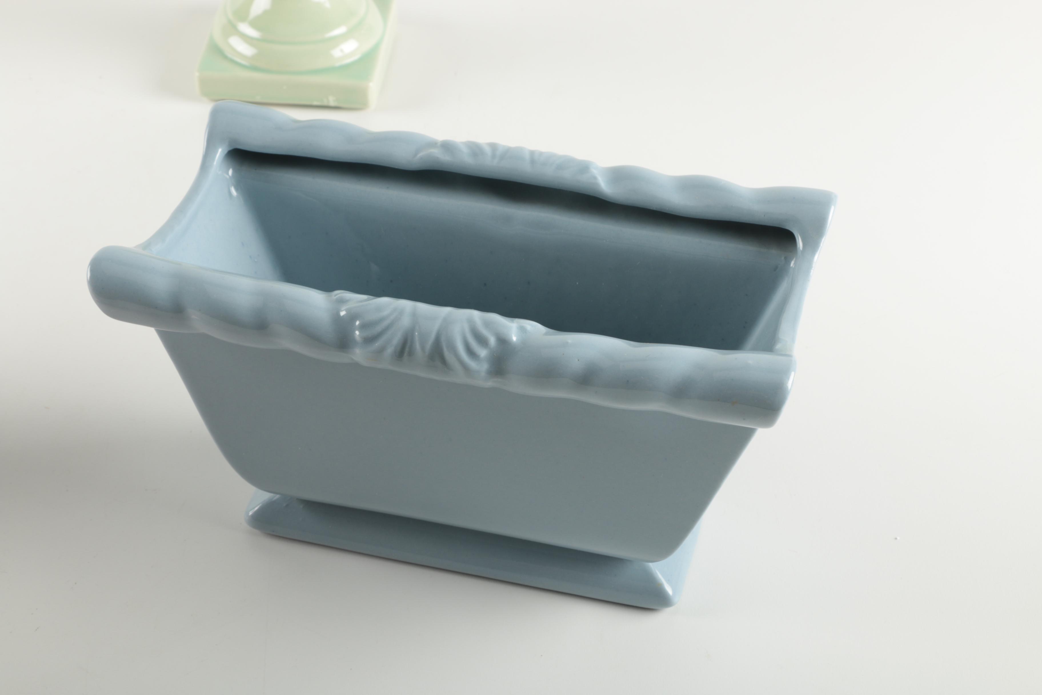 Vintage Pastel Footed Ceramic Planters