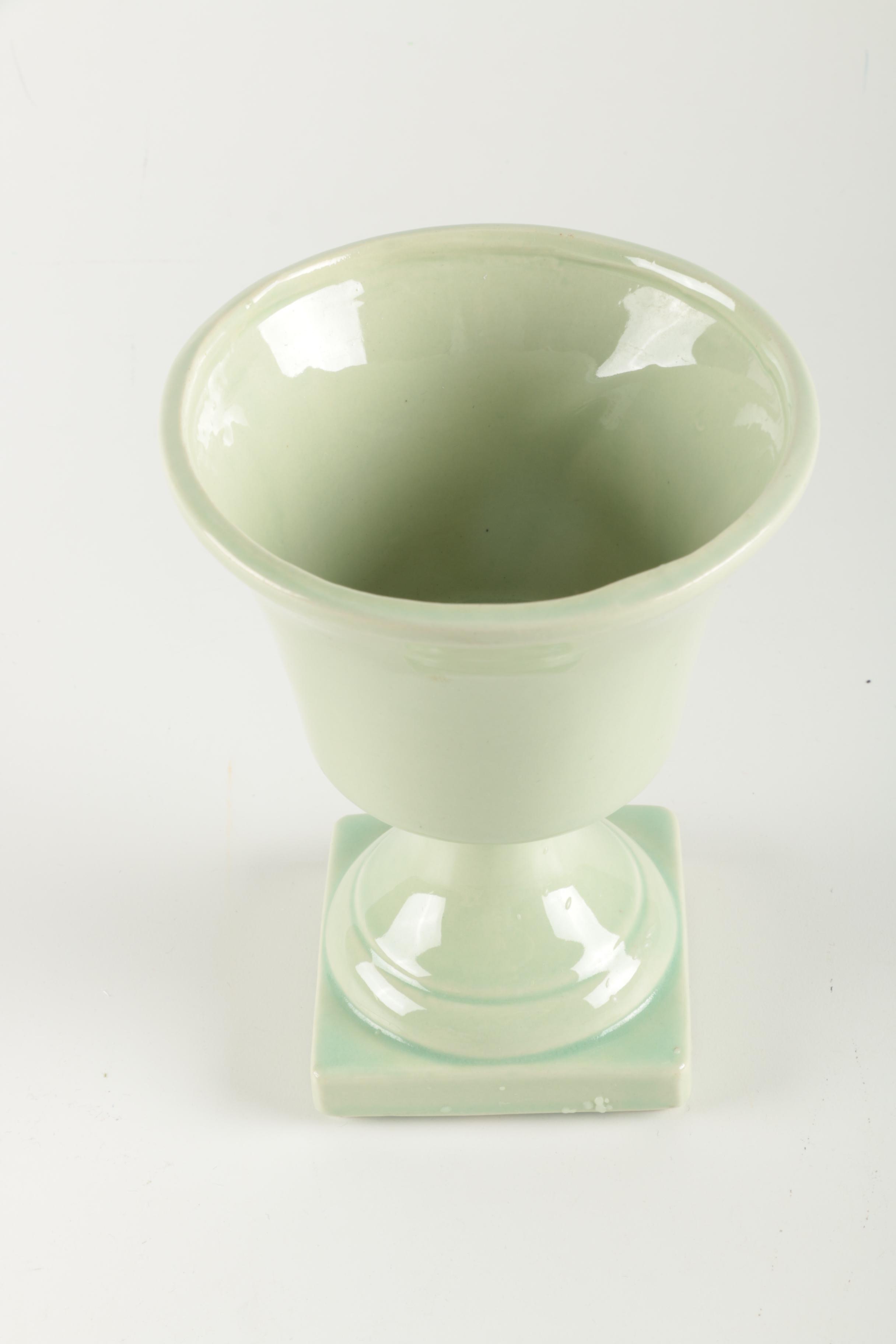 Vintage Pastel Footed Ceramic Planters