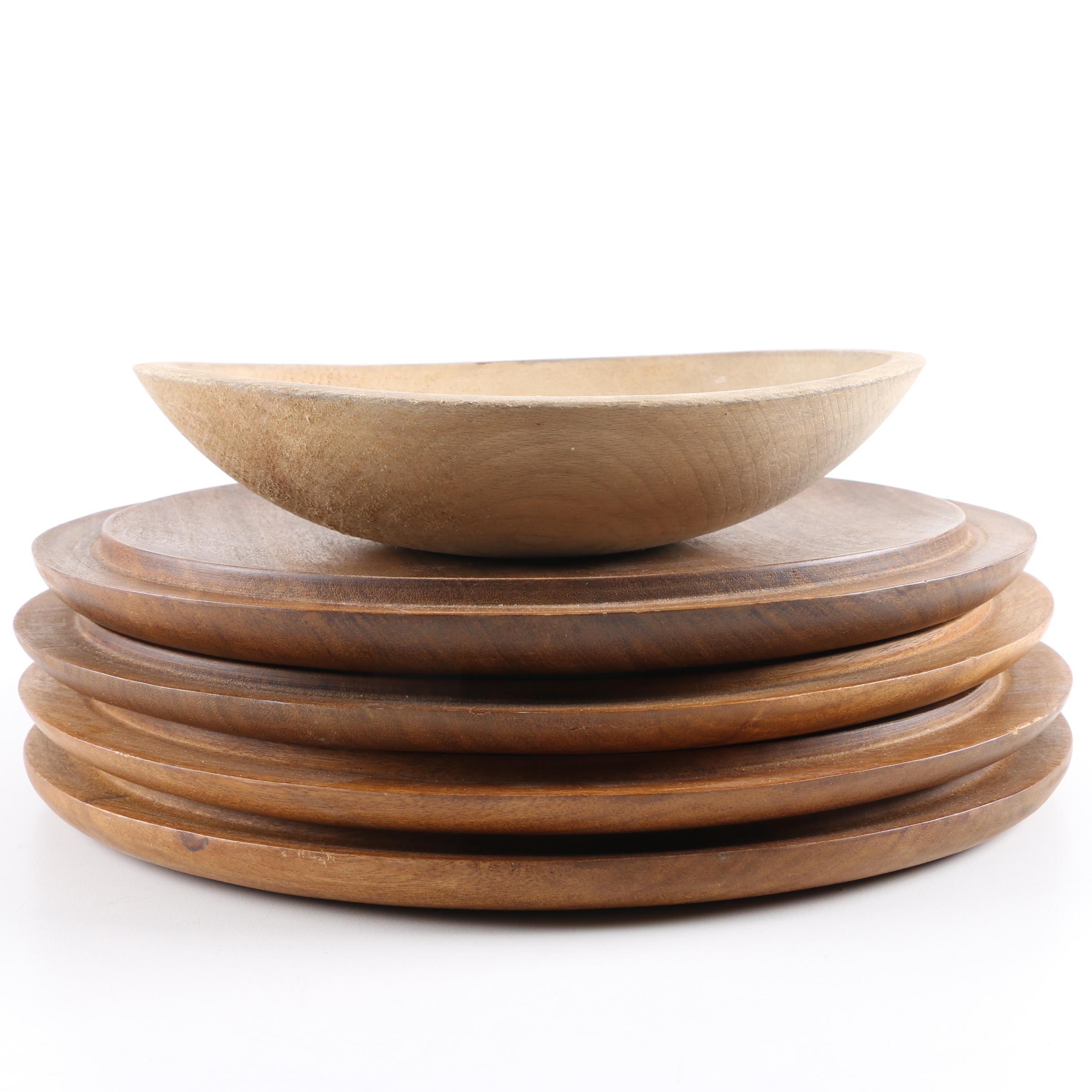 Wooden Serving Trays and Bowl