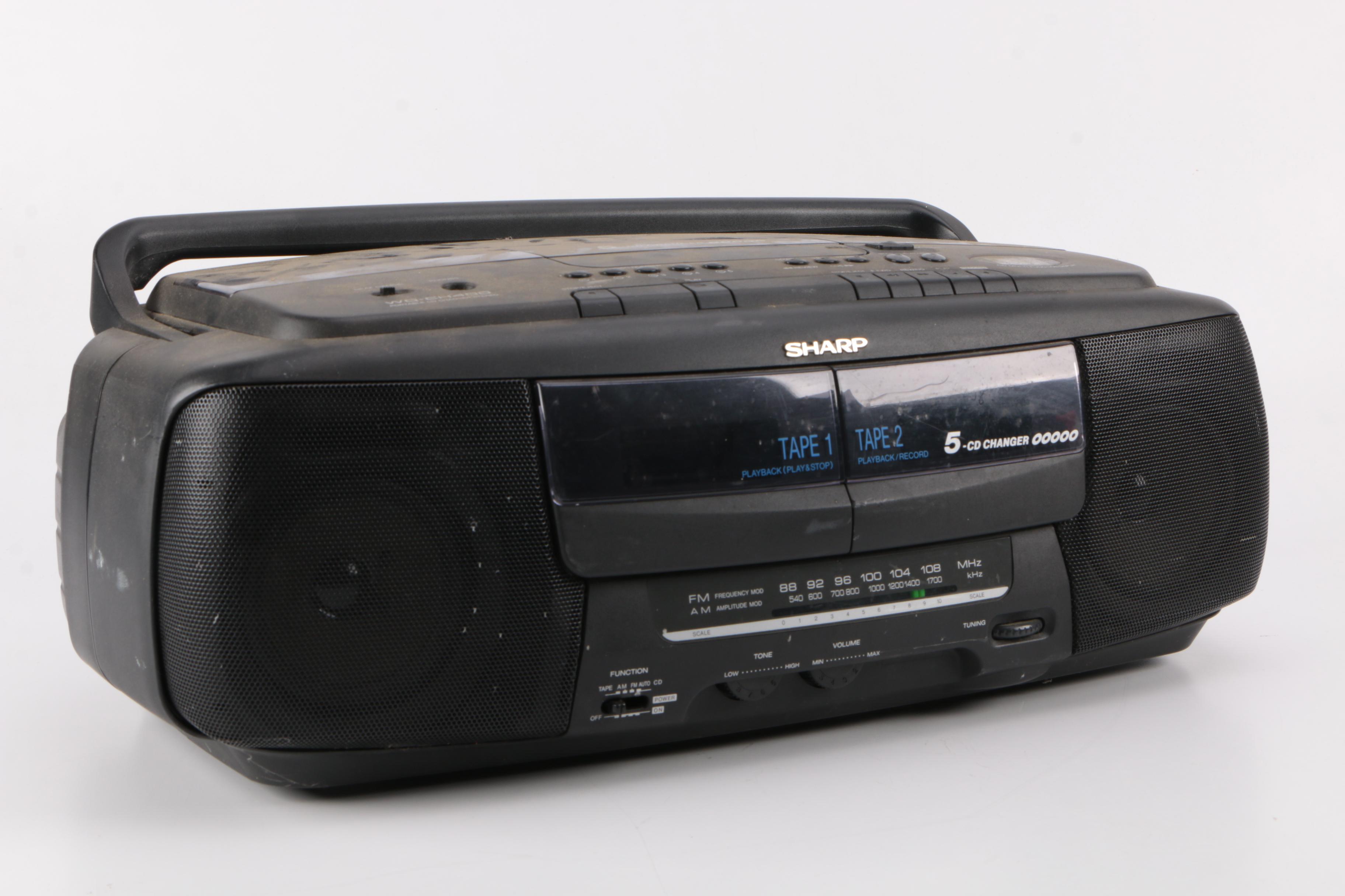 Sharp Five CD Boombox with SL Waber Surge Protector