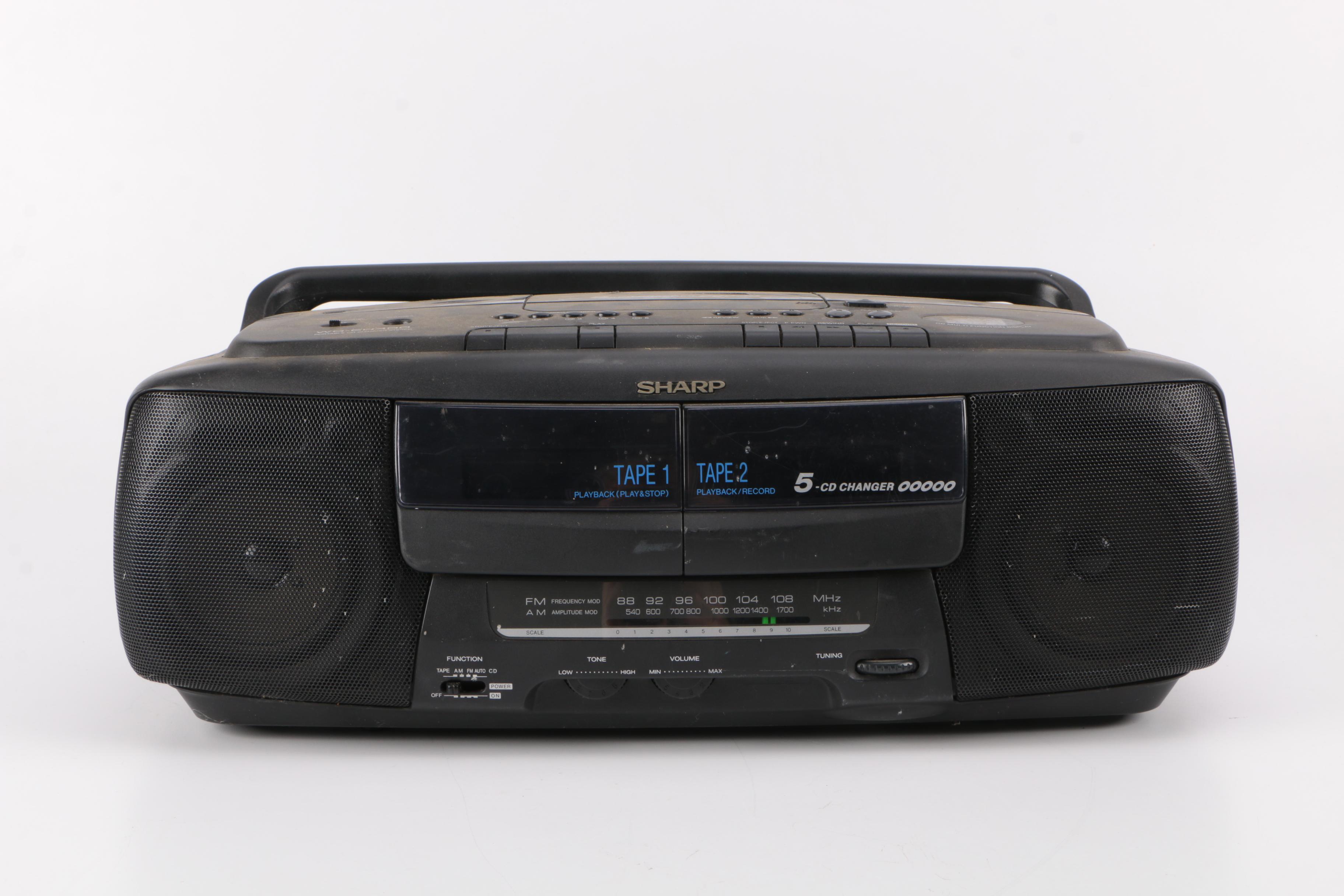 Sharp Five CD Boombox with SL Waber Surge Protector