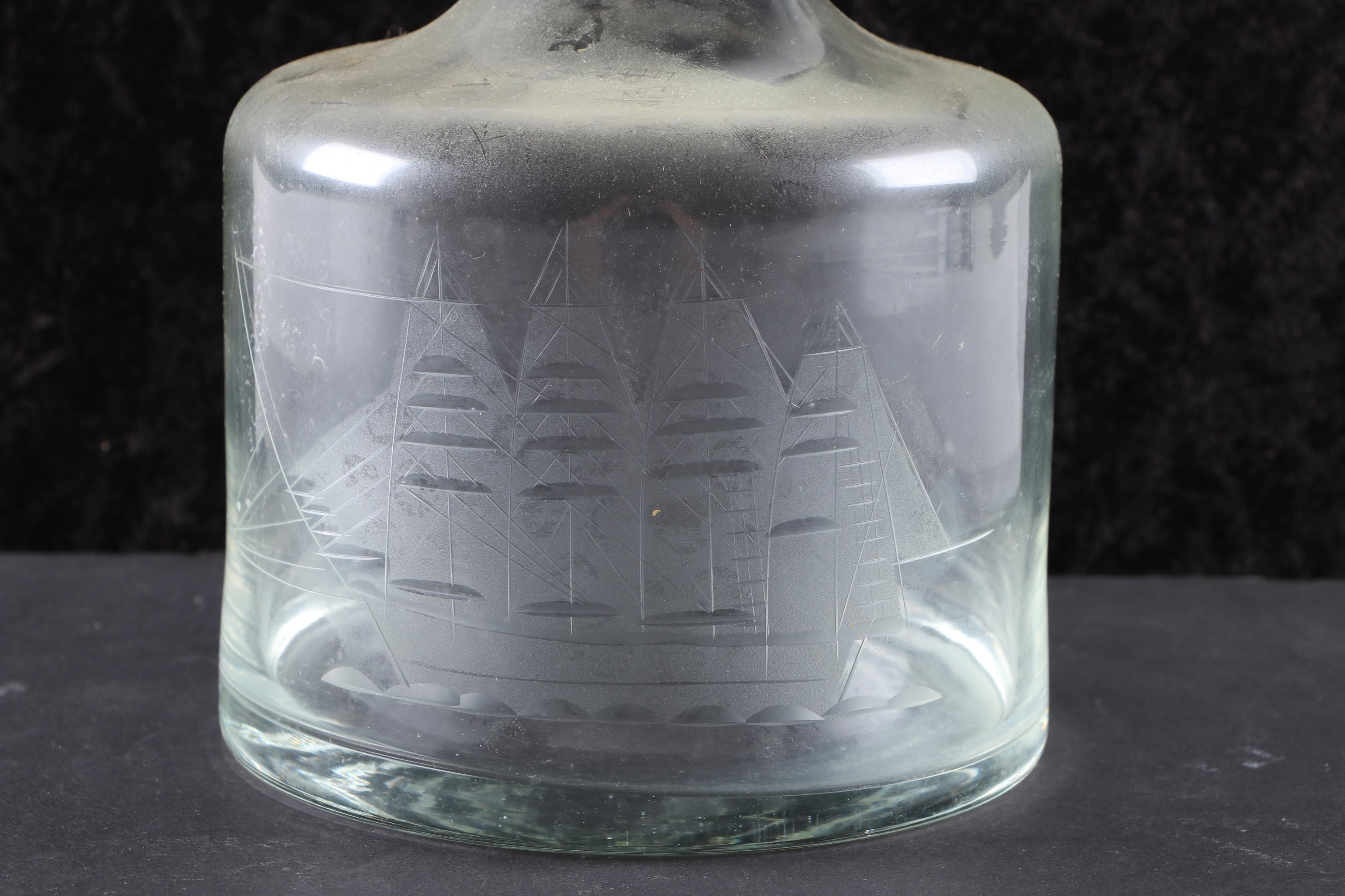 Ship Motif Glass Decanter