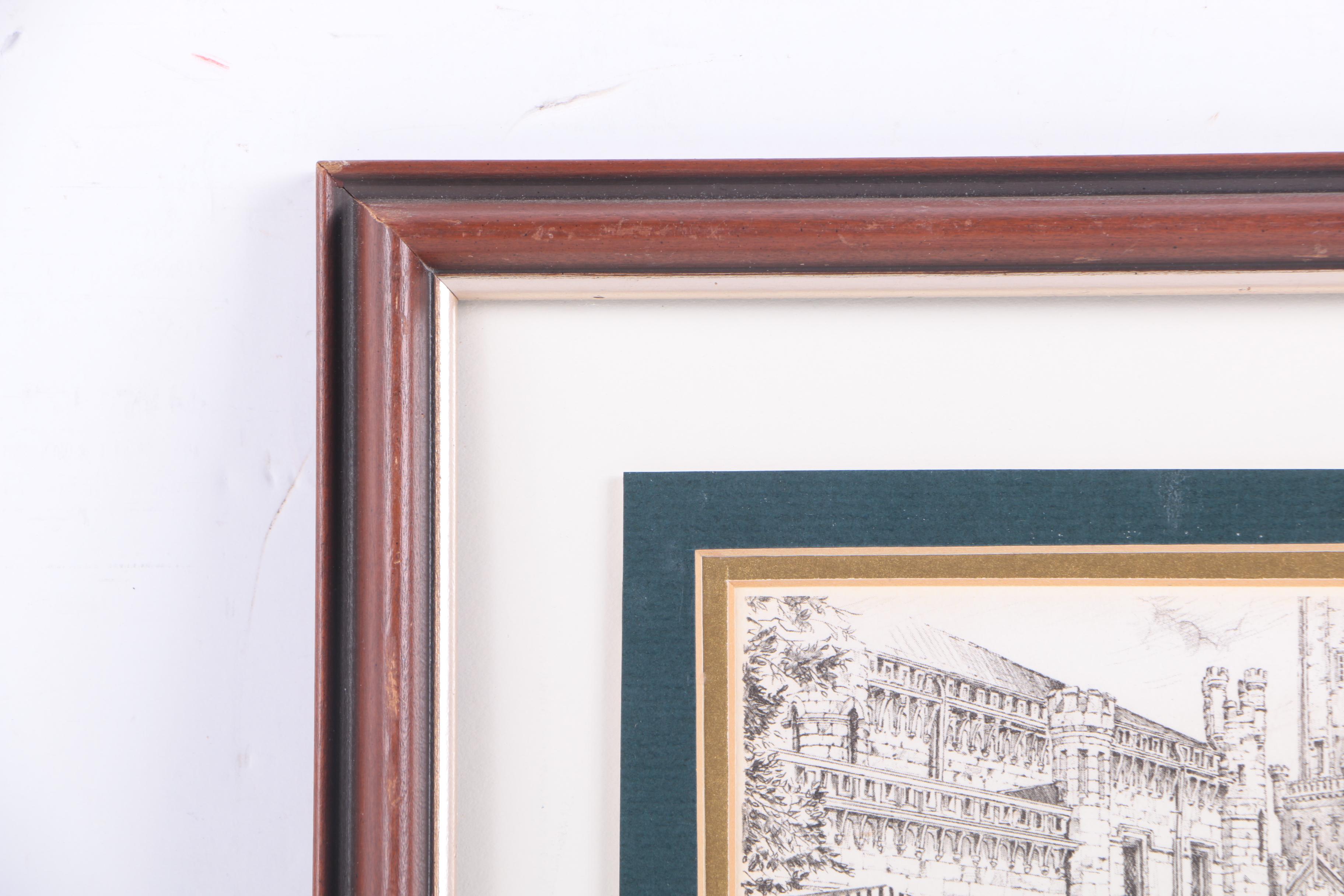 Jack Simmerling Halftone Reproduction Print on Paper of an Etching of Chicago