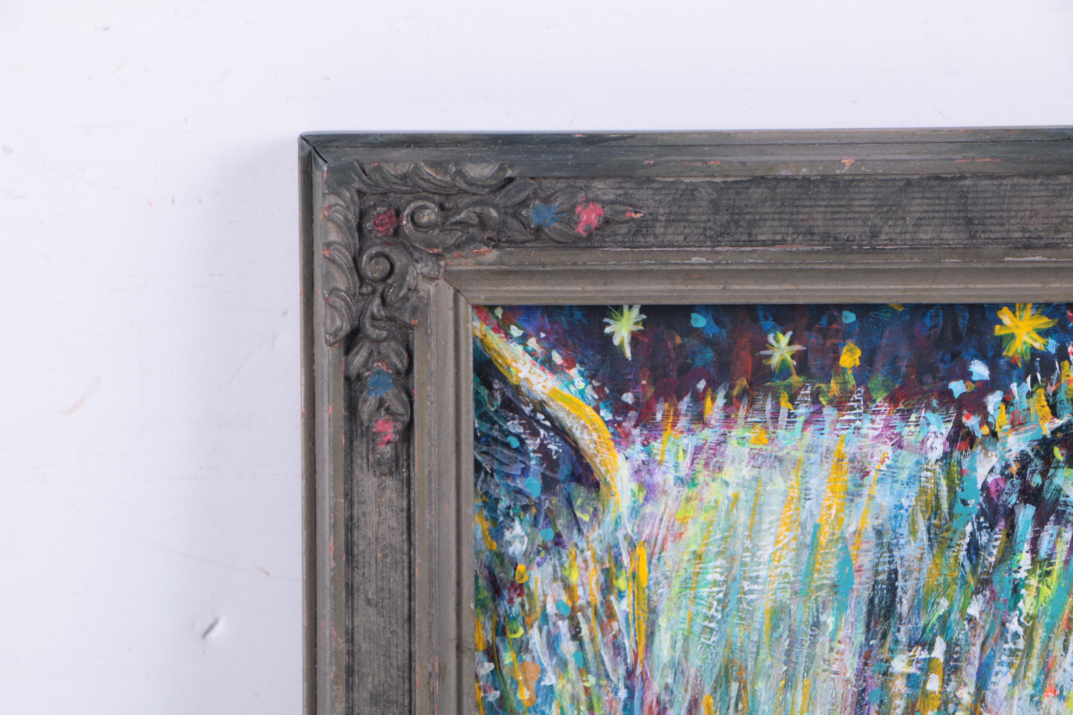 Oil Painting of A Cat in the Night Sky