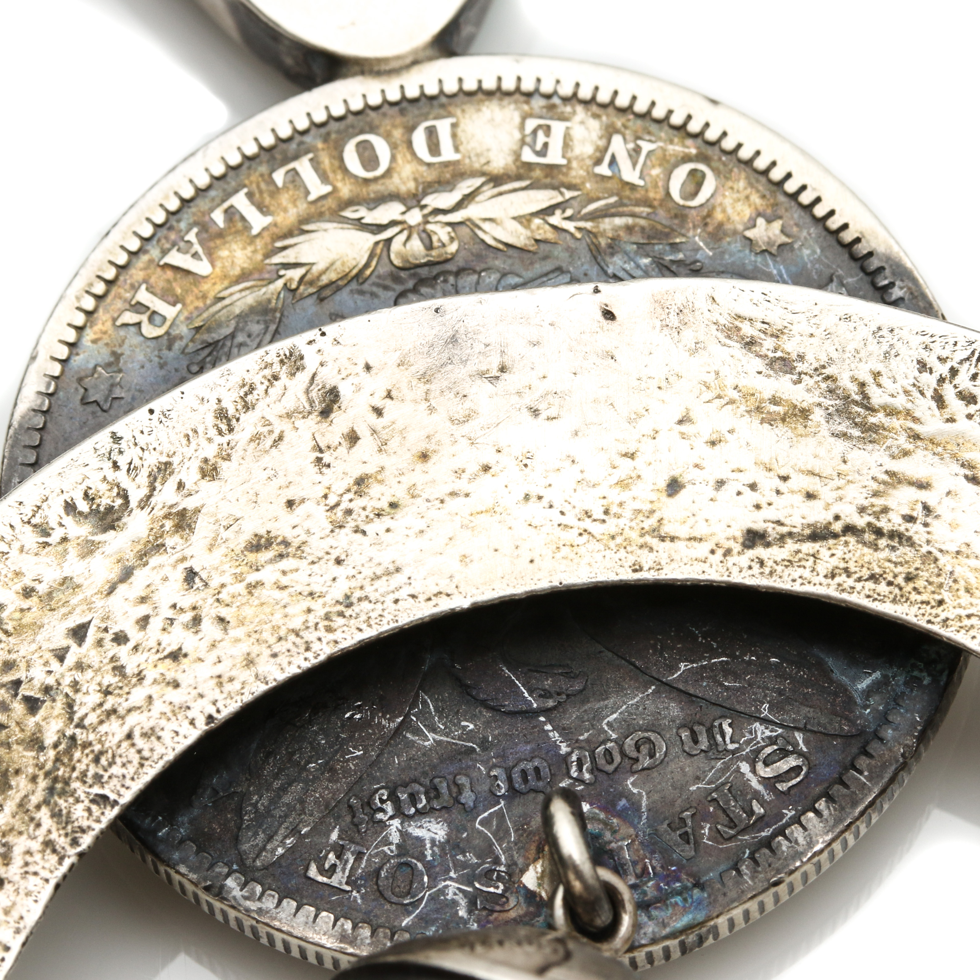 James McCabe Navajo Sterling & 900 Silver Turquoise Coin Squash Blossom Necklace