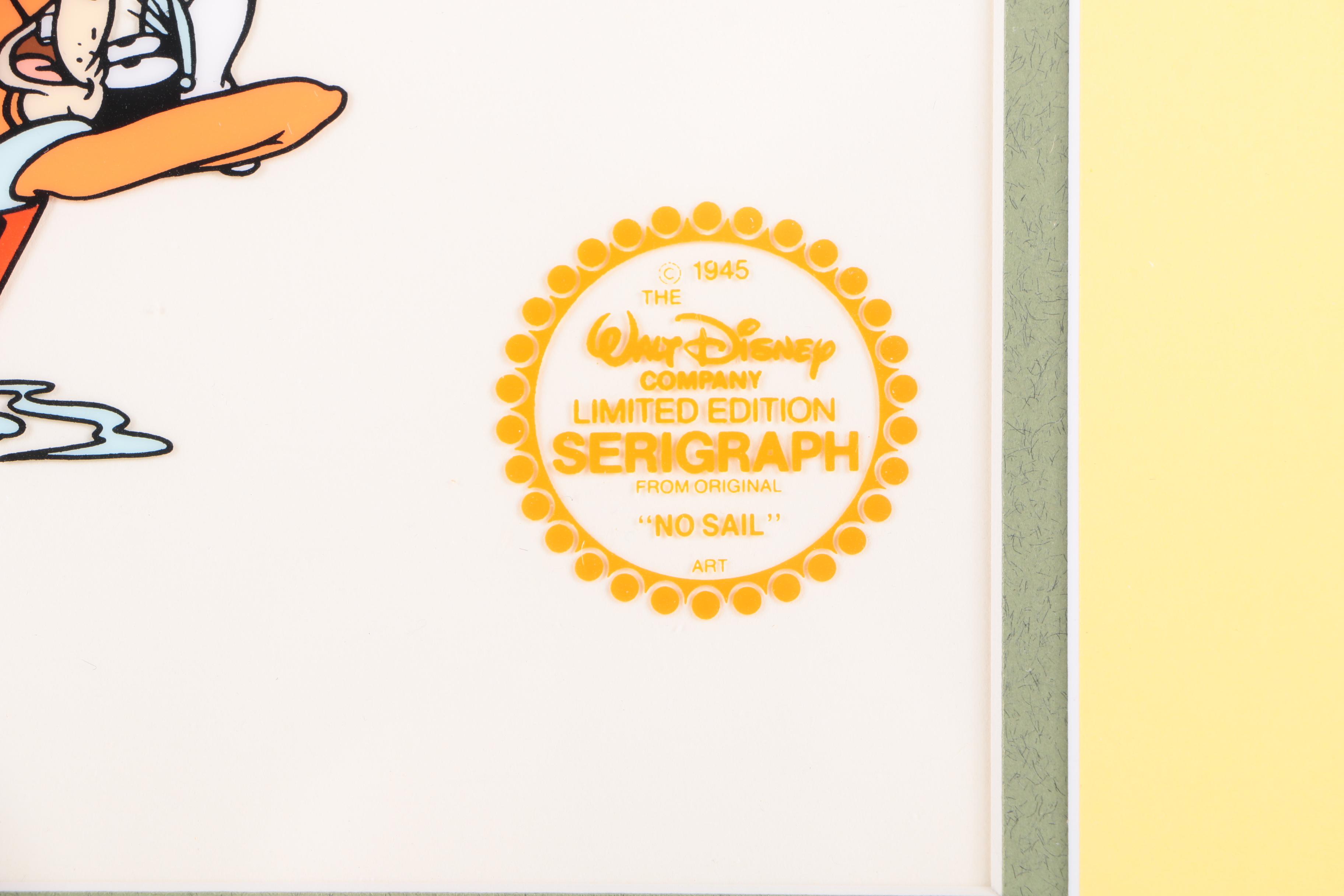 Limited Edition Serigraph on Paper of Donald Duck and Goofy "No Sail"