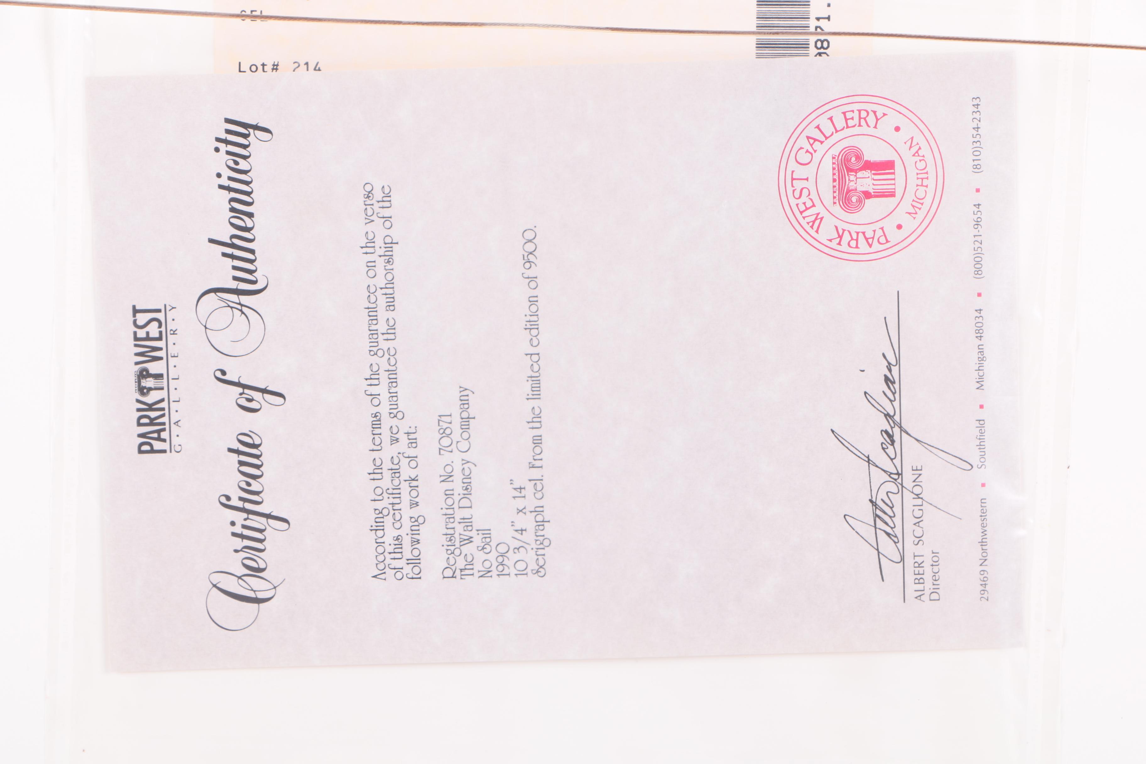 Limited Edition Serigraph on Paper of Donald Duck and Goofy "No Sail"