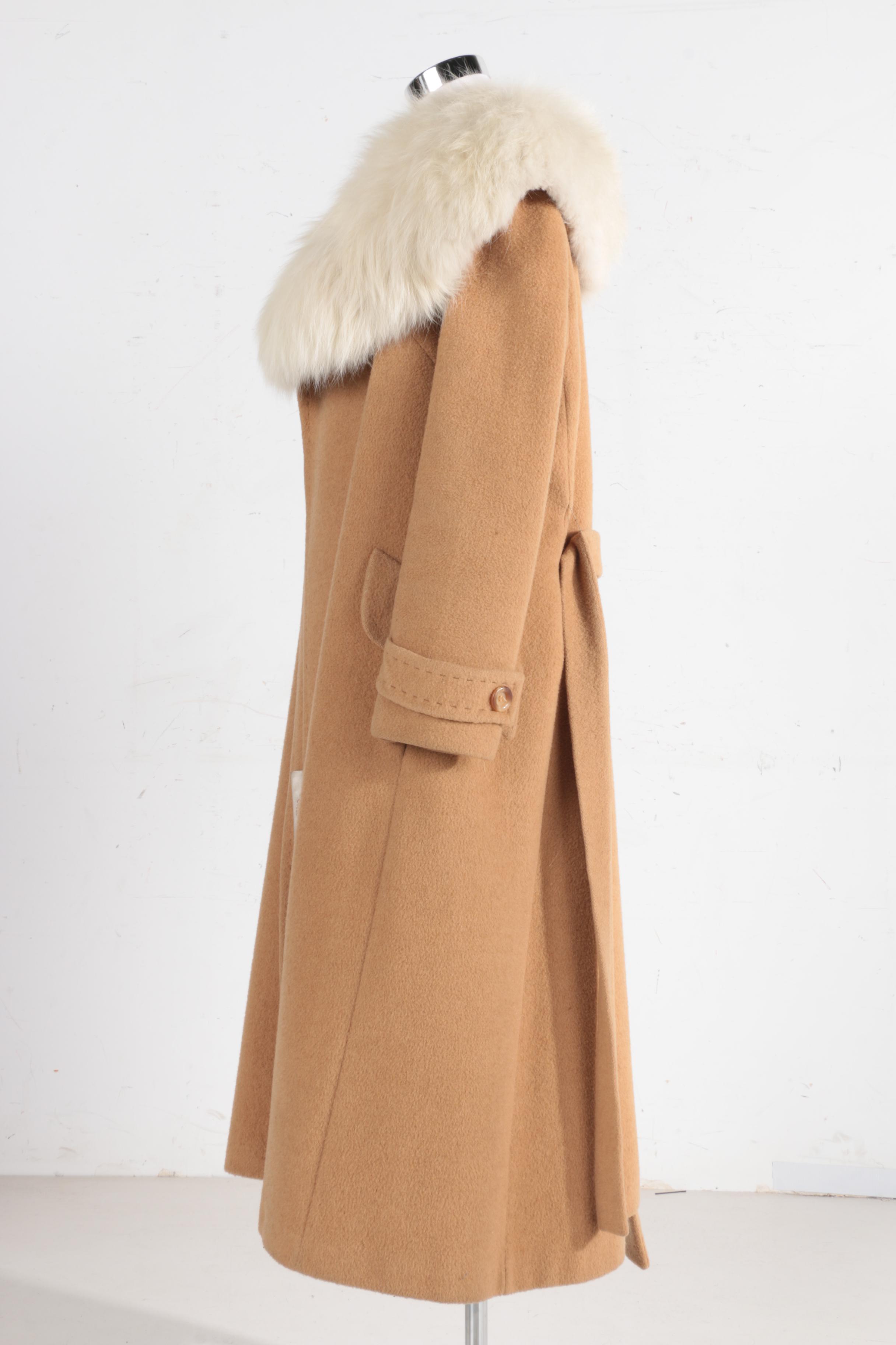 Women's Vintage Camel Hair and Fox Fur Coat