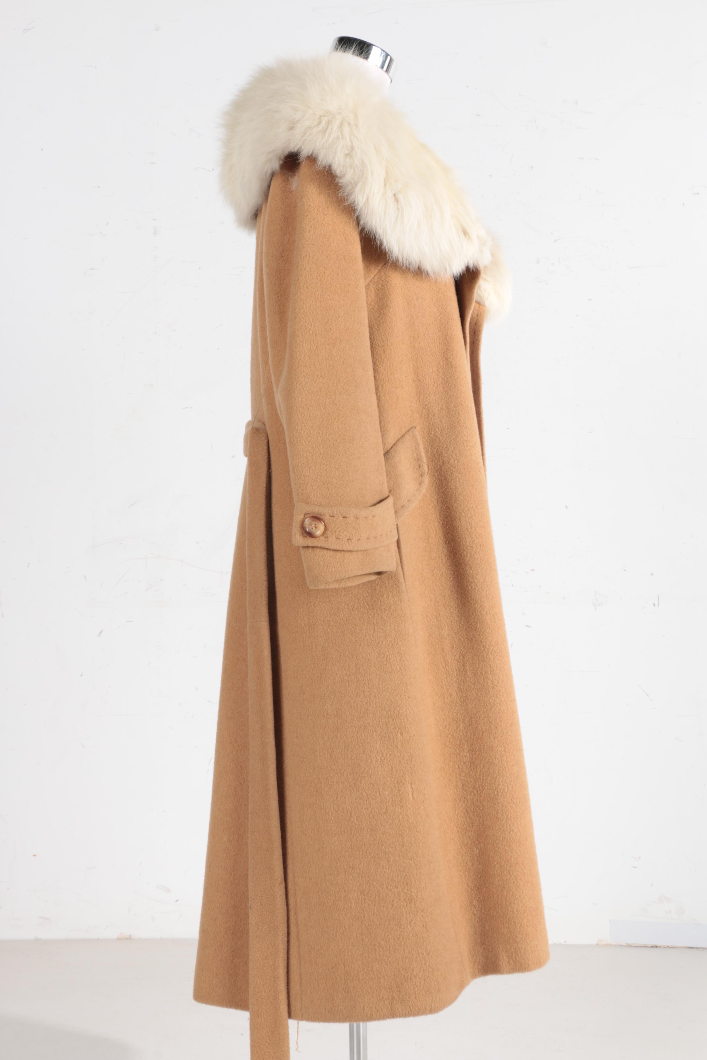 Women's Vintage Camel Hair and Fox Fur Coat