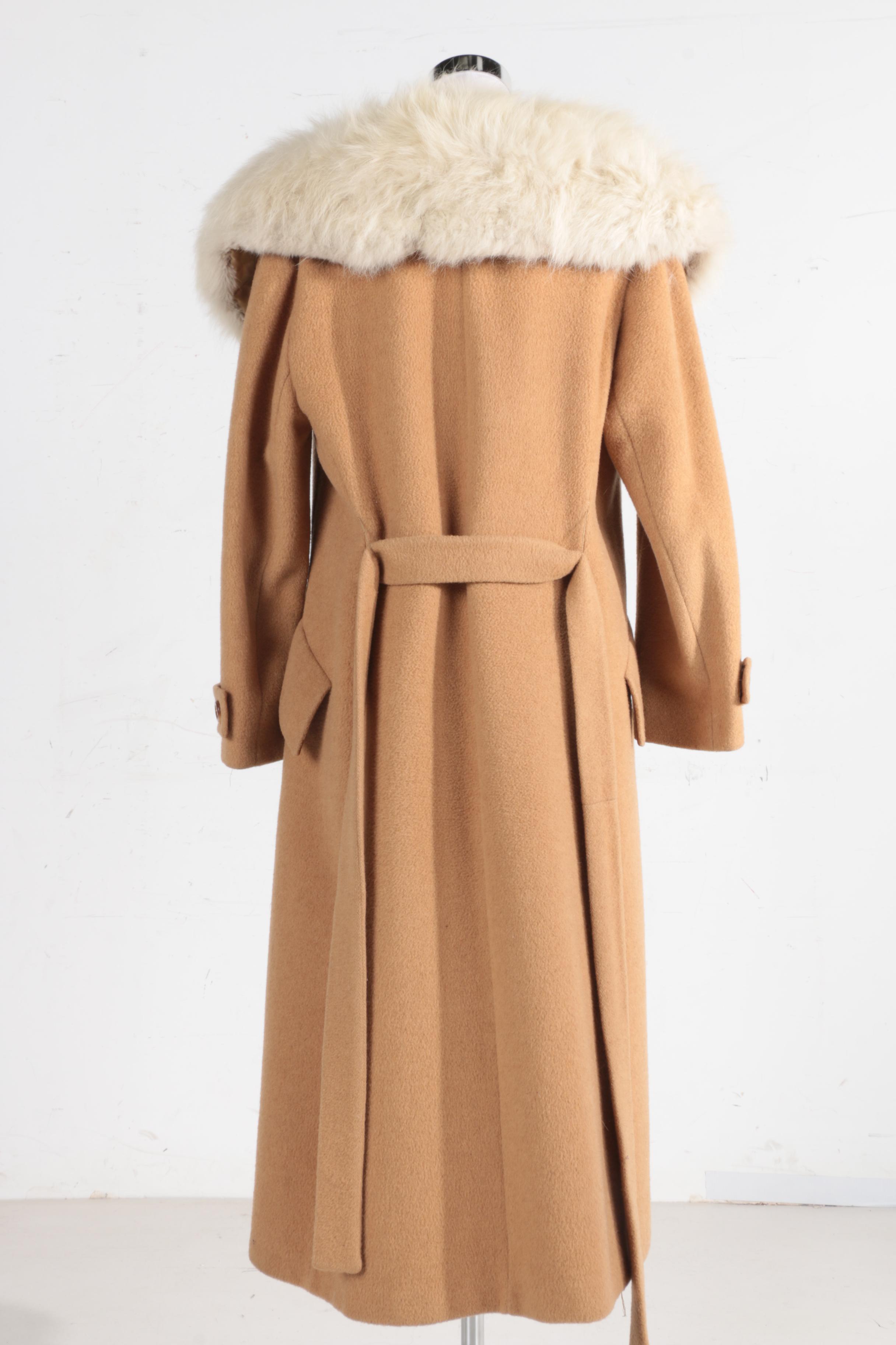 Women's Vintage Camel Hair and Fox Fur Coat