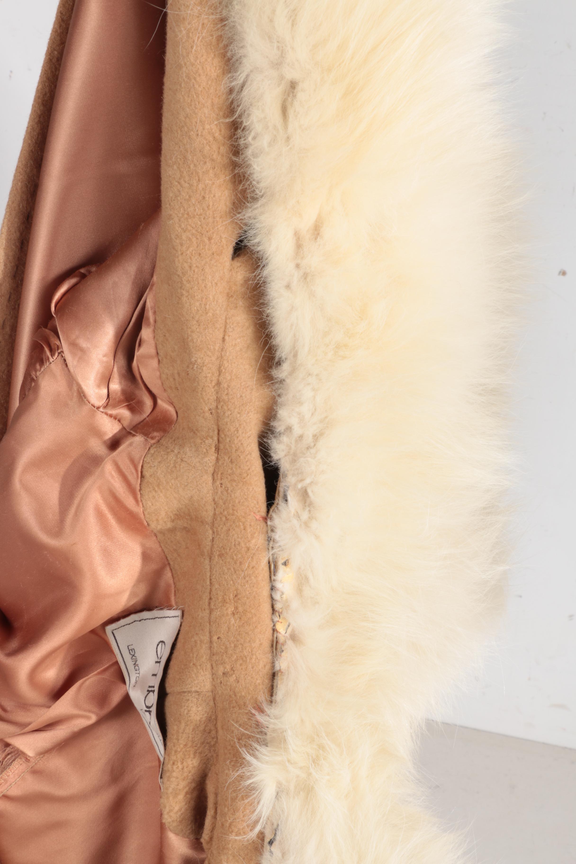 Women's Vintage Camel Hair and Fox Fur Coat