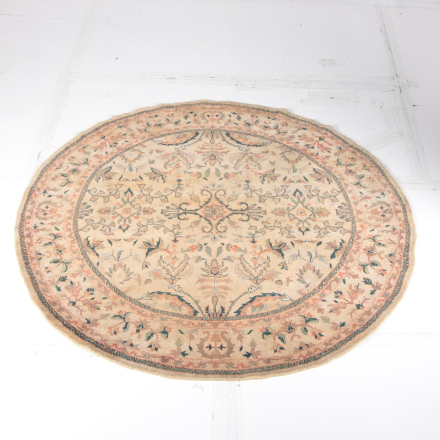 Indian "Agla" Hand Knotted Round Rug