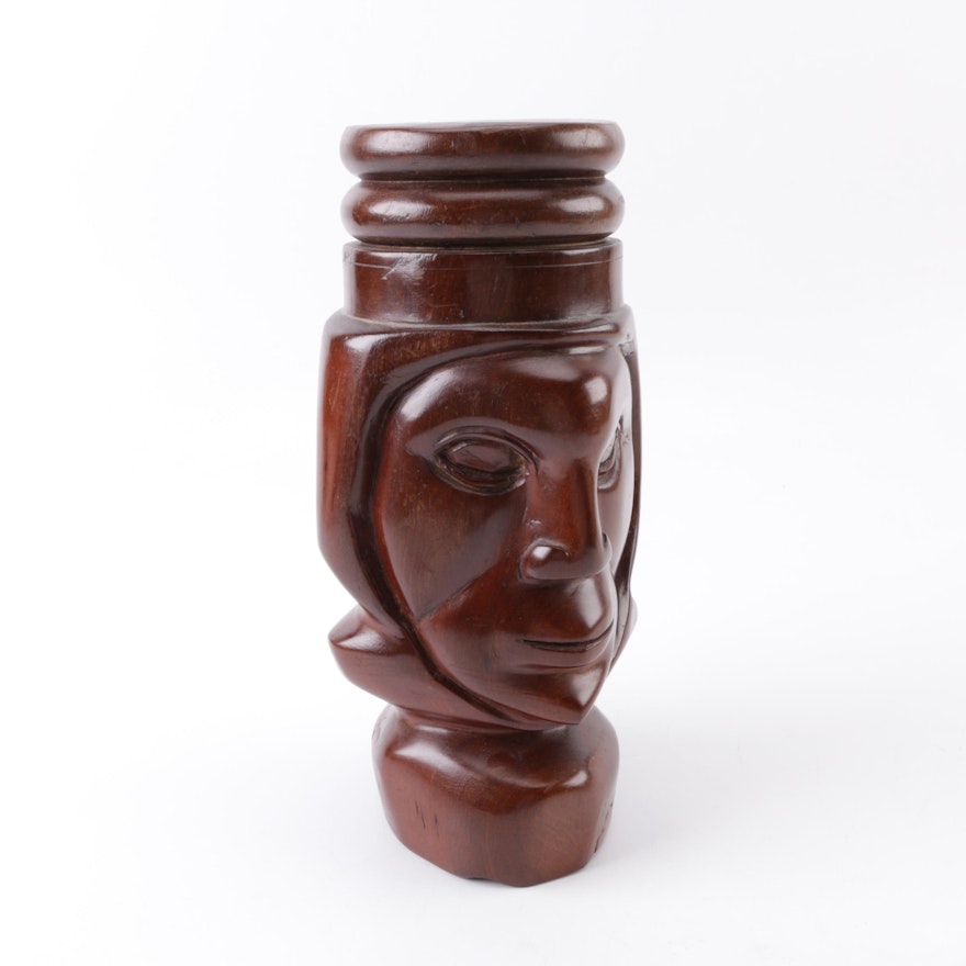 Jamaican Hand-Carved Wooden Face