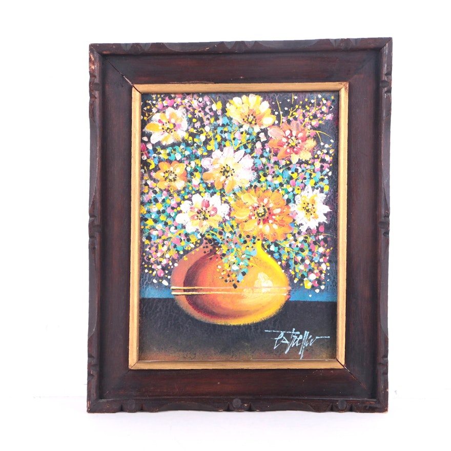 Estrella Oil Painting on Canvas of Still Life with Flowers in Yellow Vase