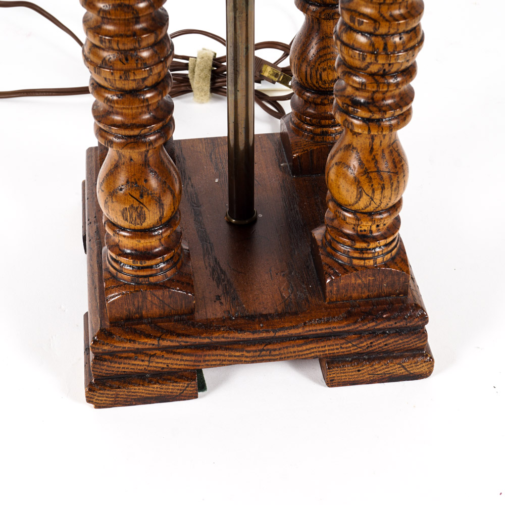 Vintage Oak Table Lamp by Leviton