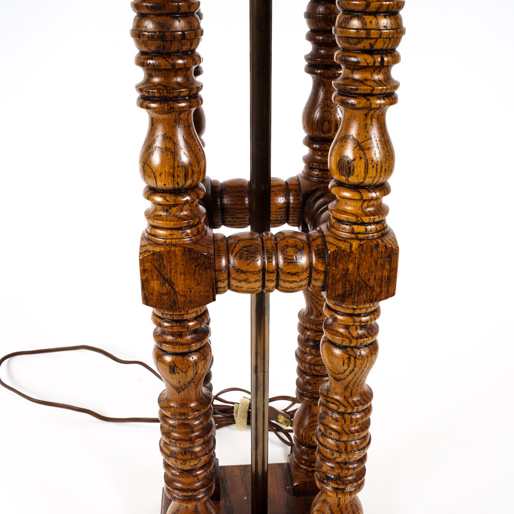 Vintage Oak Table Lamp by Leviton