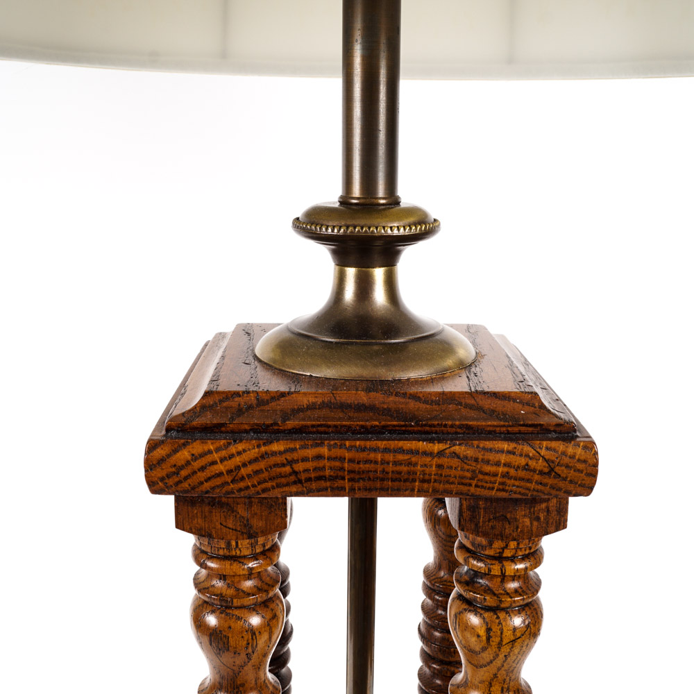 Vintage Oak Table Lamp by Leviton