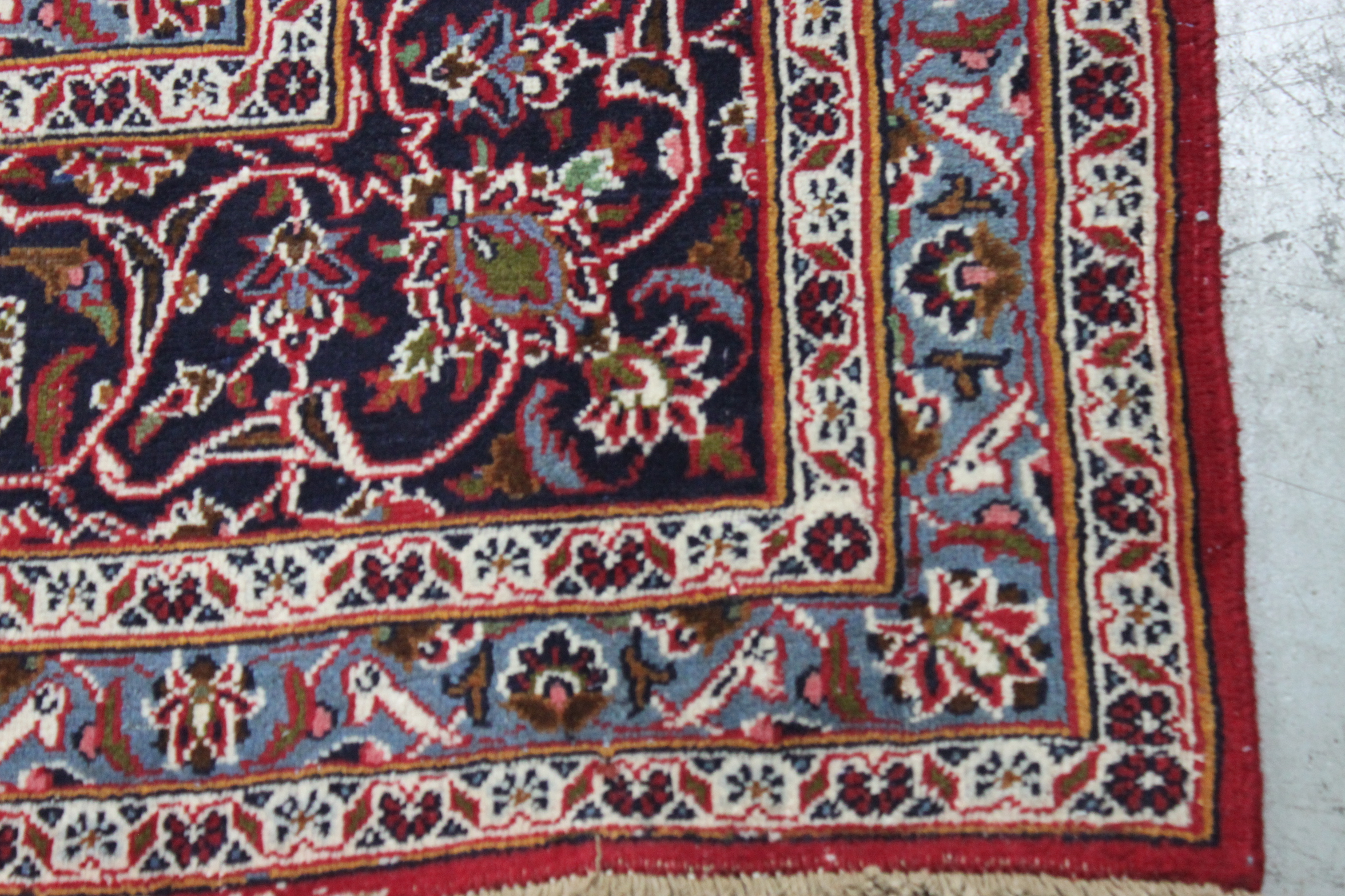 Hand-Knotted Persian Kashan Area Rug