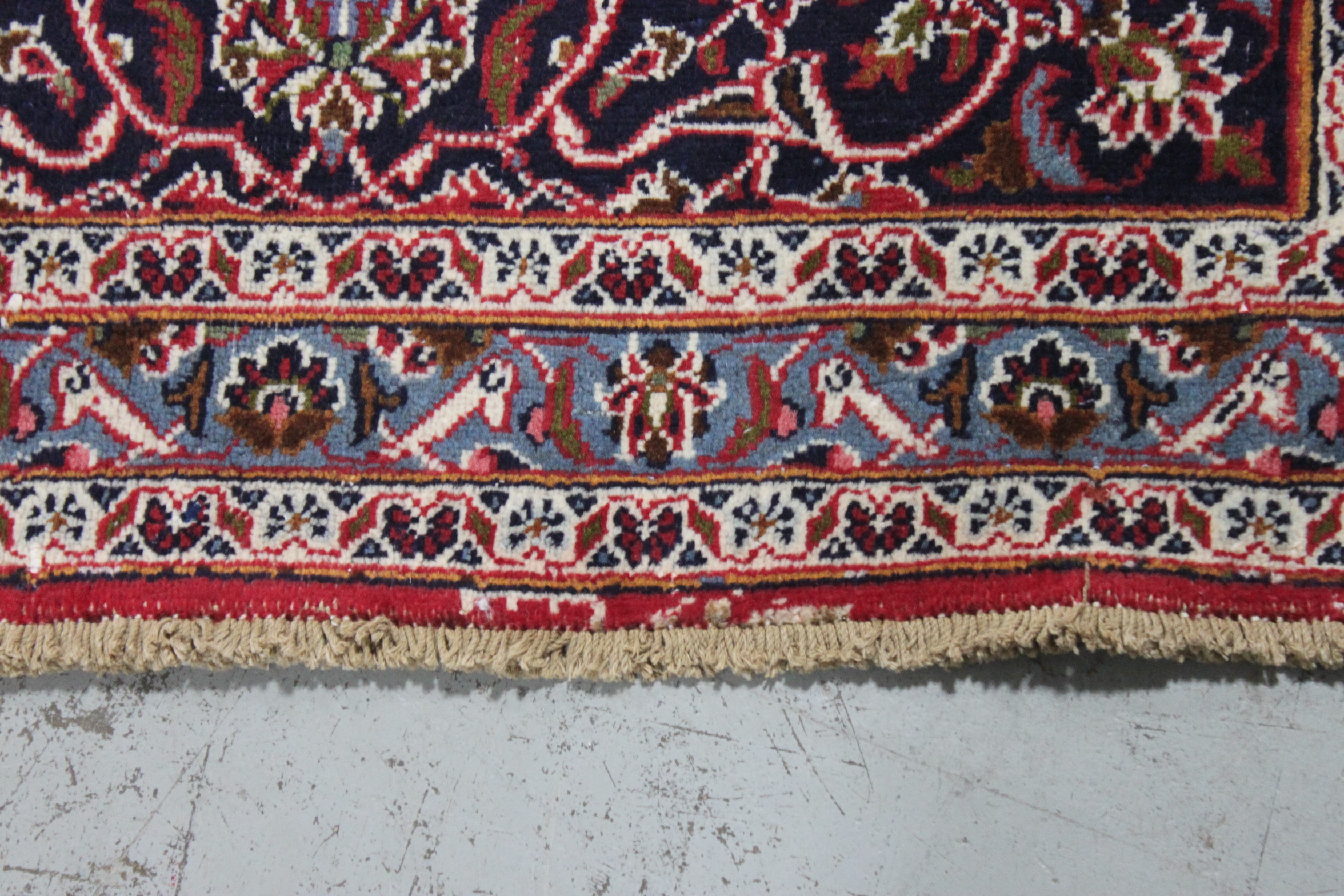 Hand-Knotted Persian Kashan Area Rug