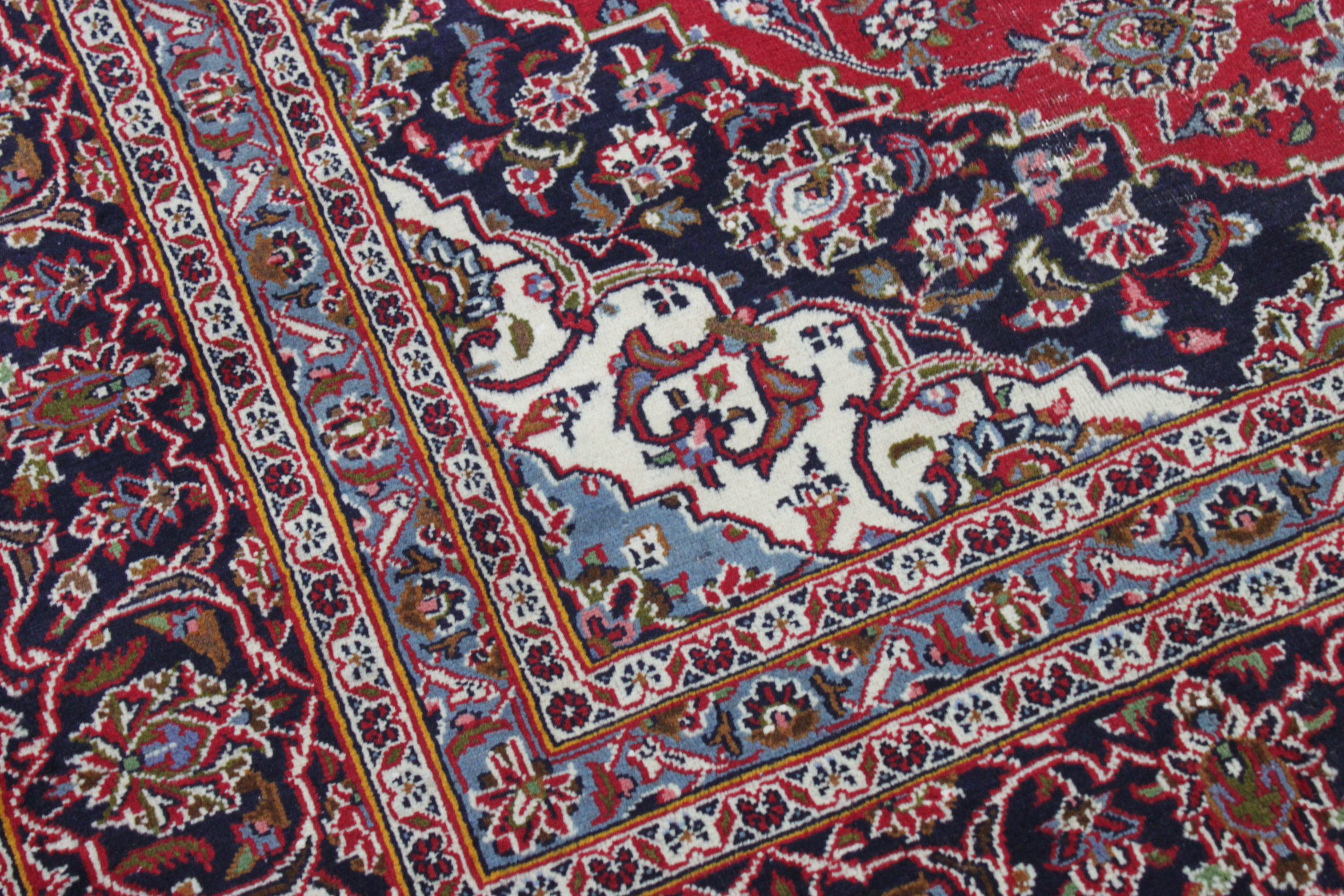 Hand-Knotted Persian Kashan Area Rug