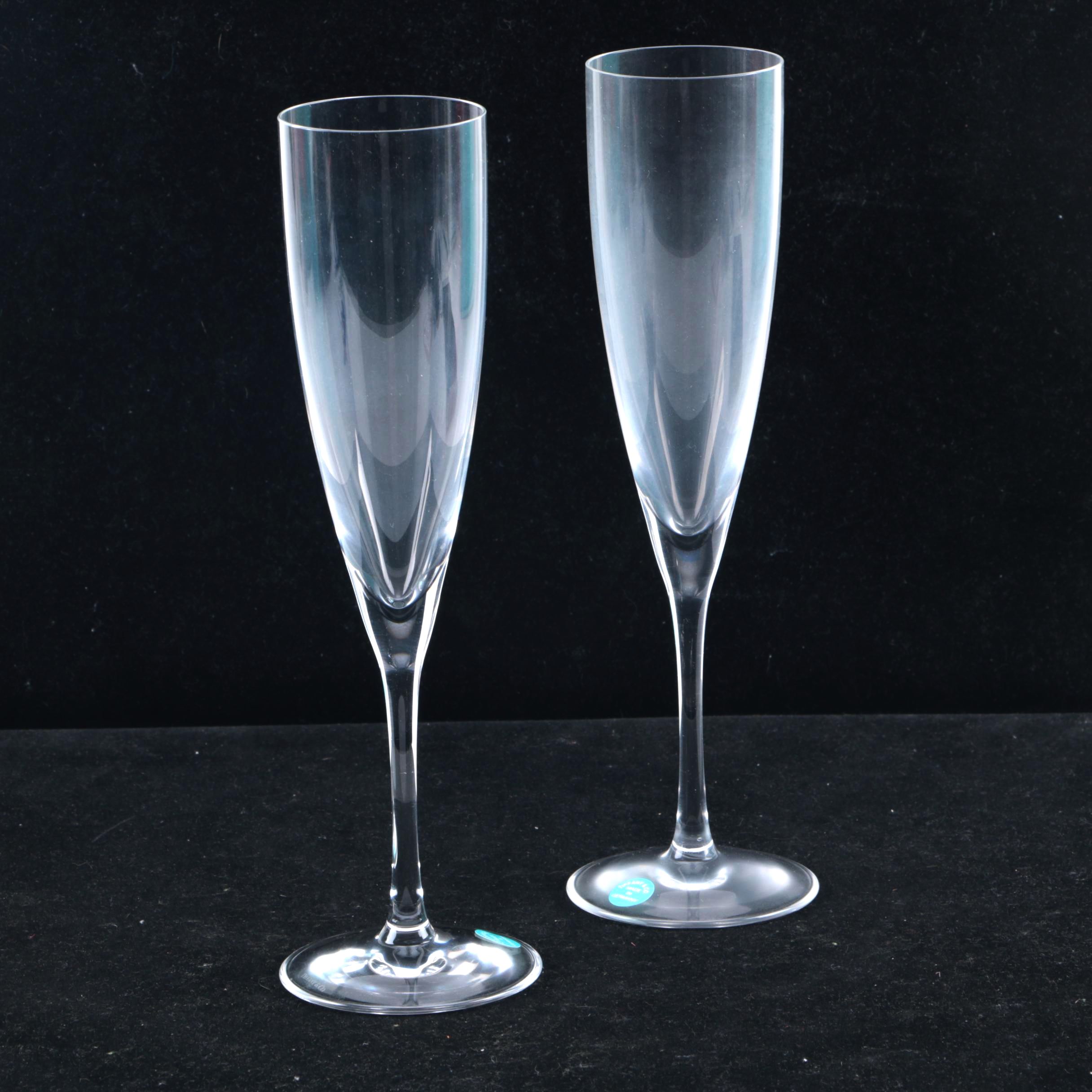 "Classic" Tiffany & Co. Crystal Champagne Flutes