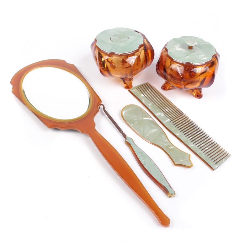 Pearled Aqwalite Vanity Set