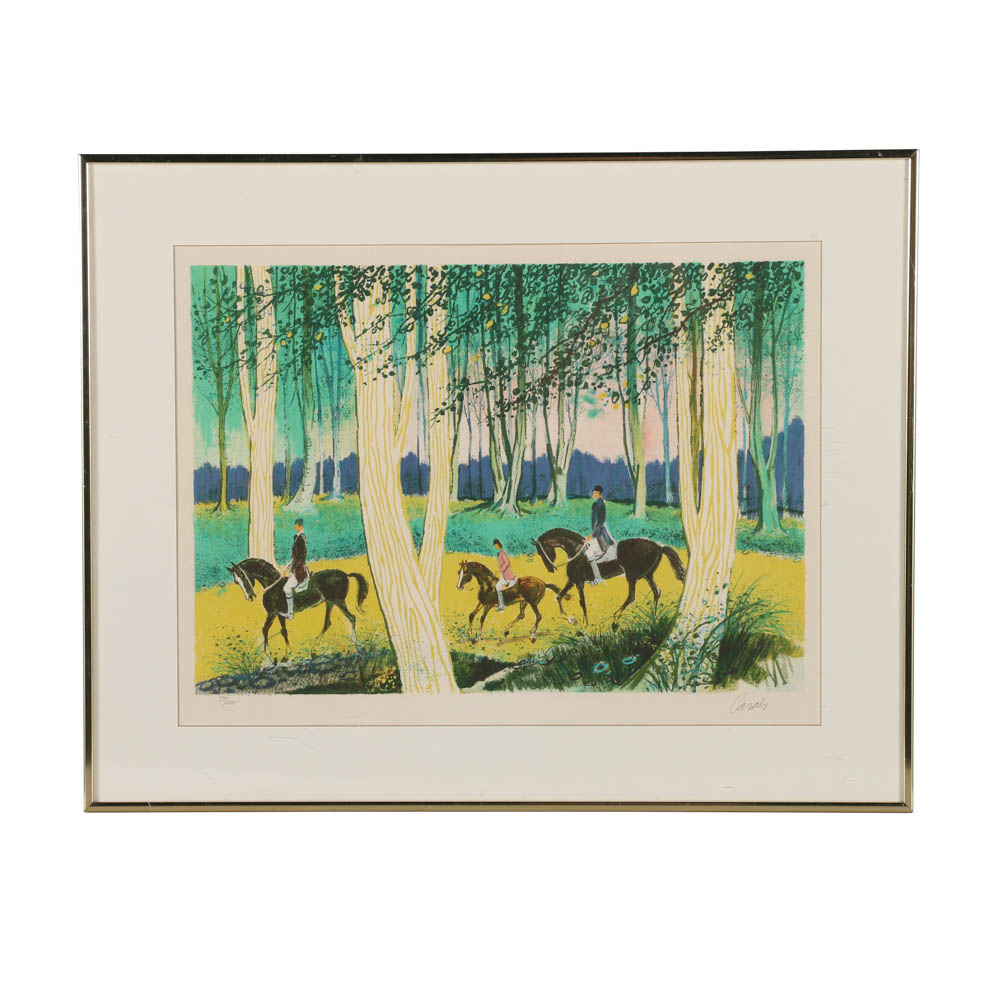 Francesco Casals Limited Edition Lithograph on Paper "Chevaux dans les Boix"