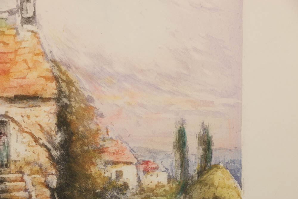 Simone Haumont Aquatint on Paper of Rustic Farm