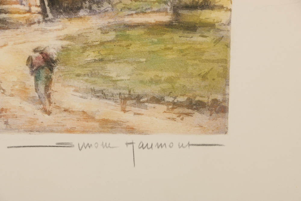 Simone Haumont Aquatint on Paper of Rustic Farm