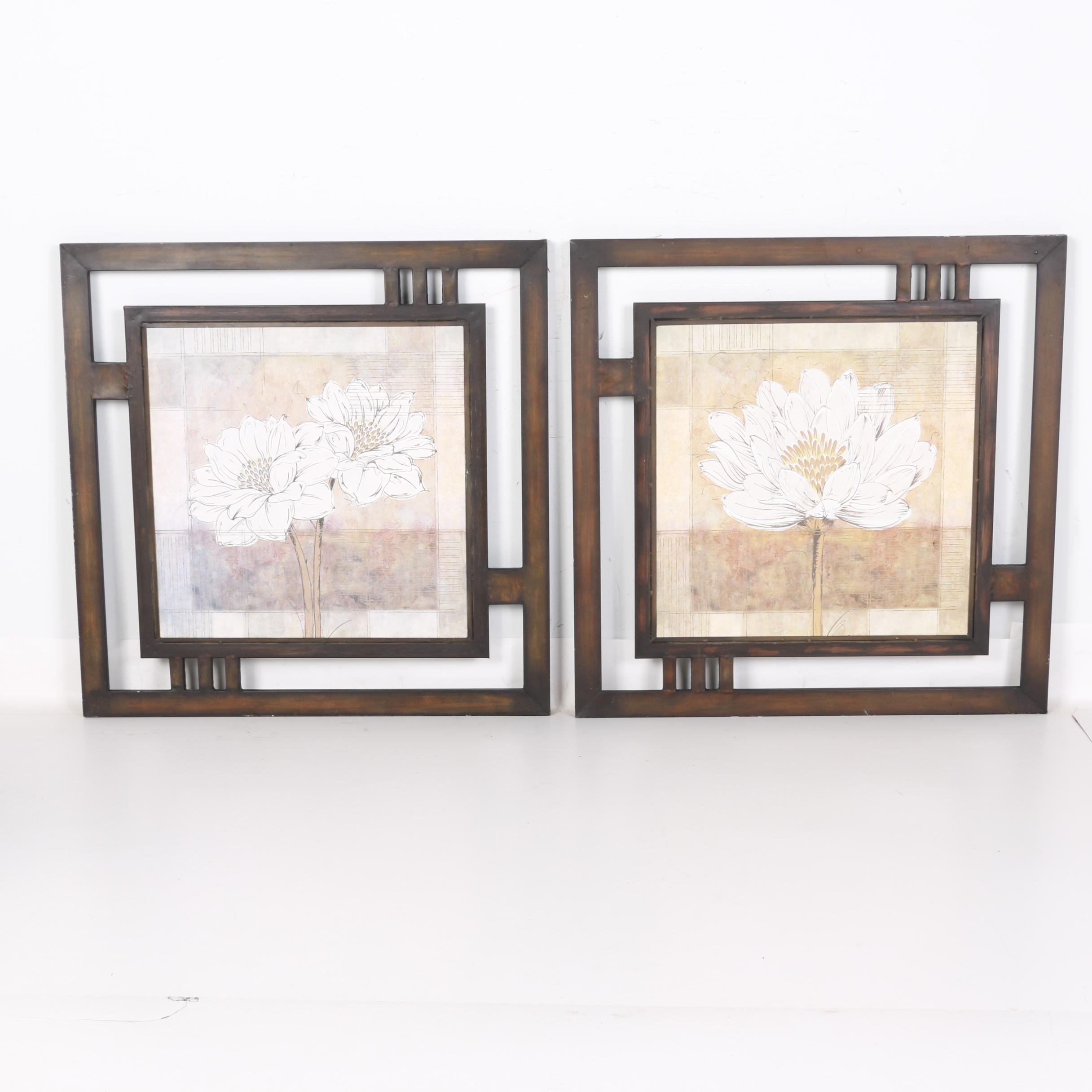 Pair of Floral Offset Lithographs
