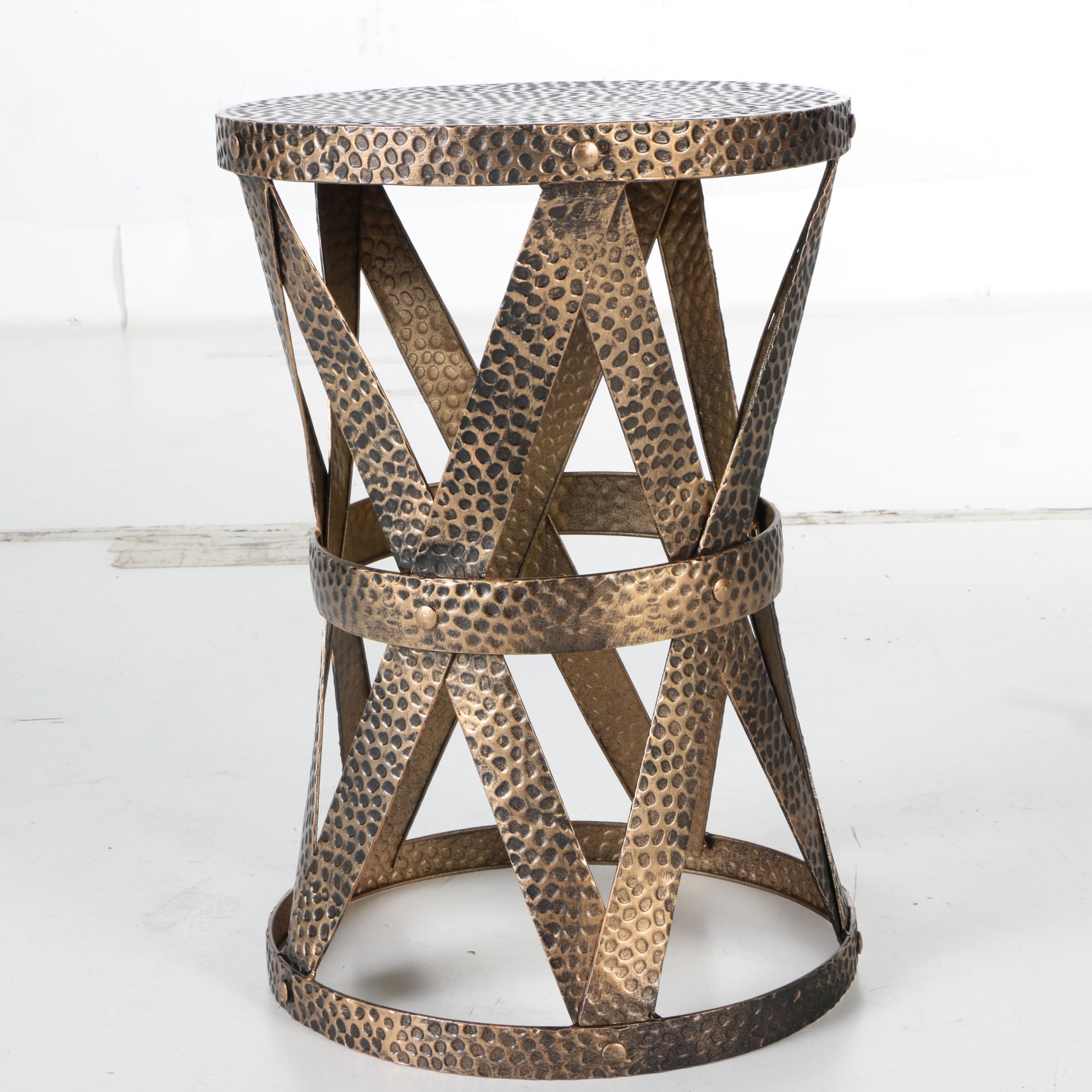 Hammered Metal Side Table