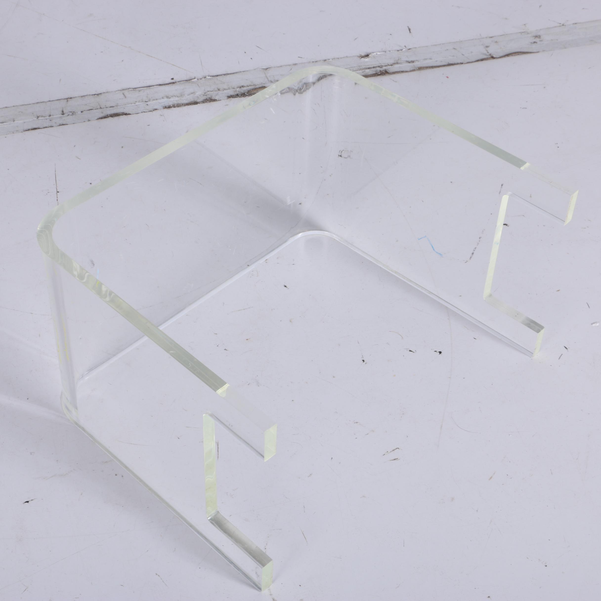 Vintage Clear Lucite Waterfall Style Side Table