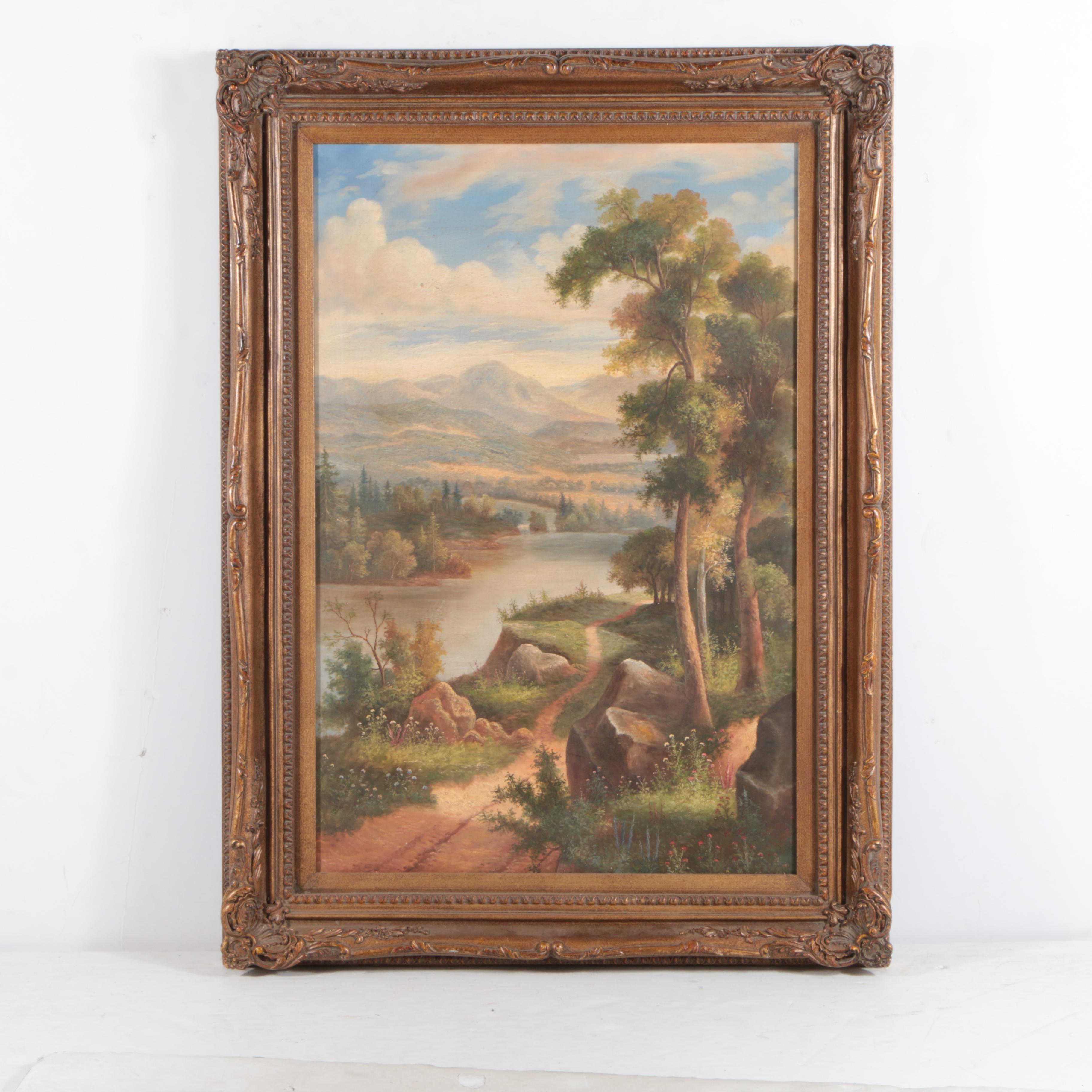 K. Rossi Oil Painting on Canvas Landscape