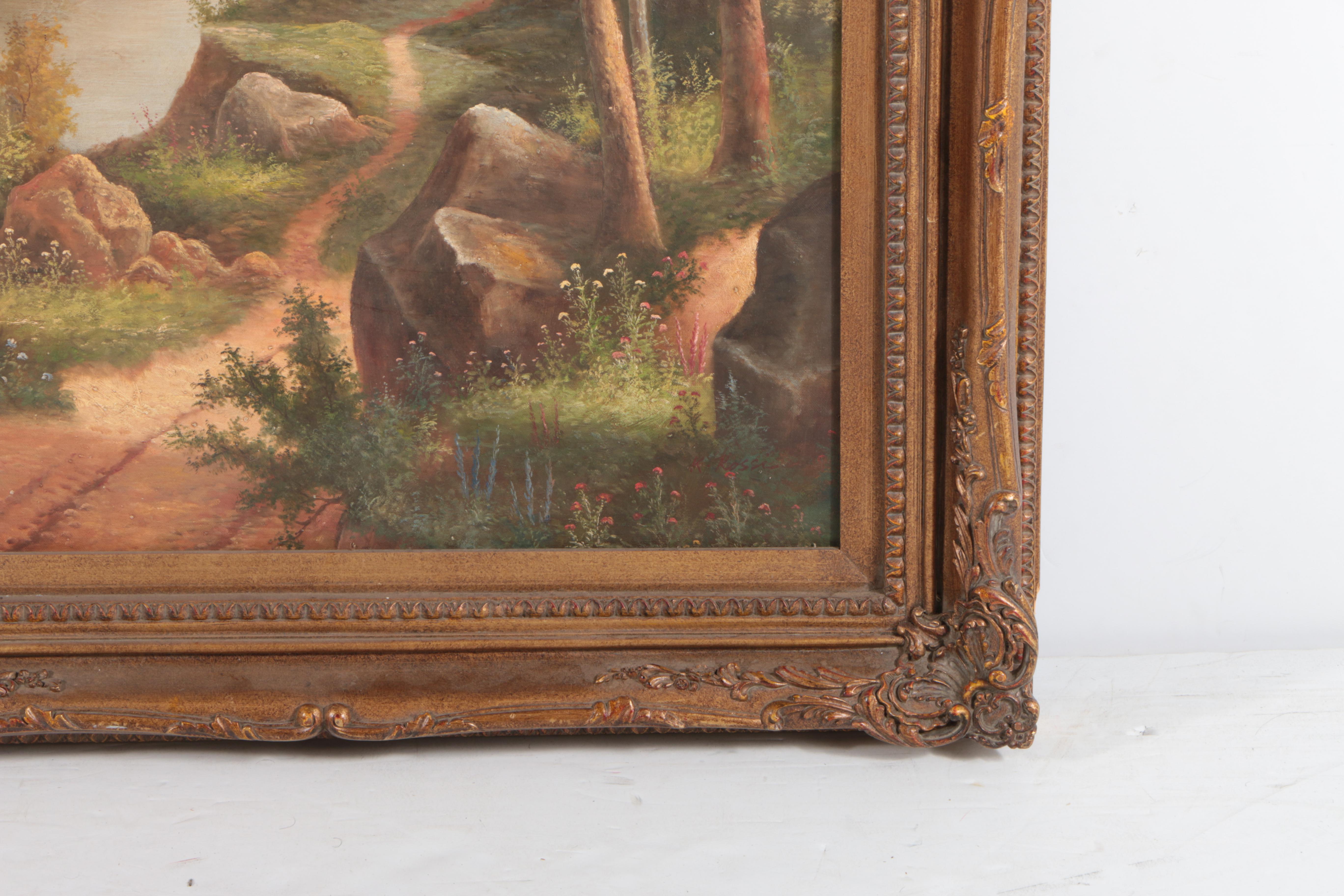 K. Rossi Oil Painting on Canvas Landscape