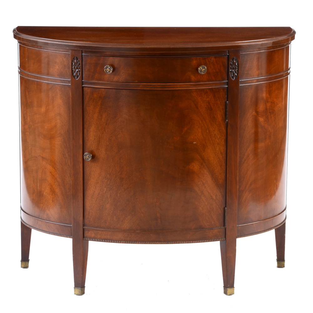 Hepplewhite Style Demilune Console Cabinet