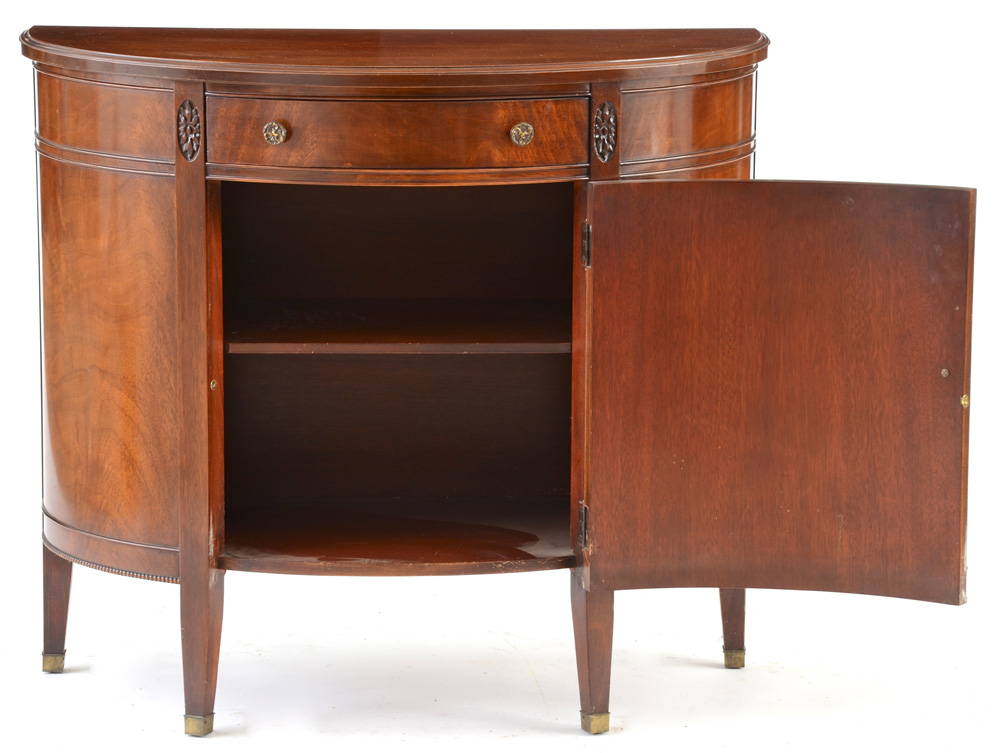 Hepplewhite Style Demilune Console Cabinet