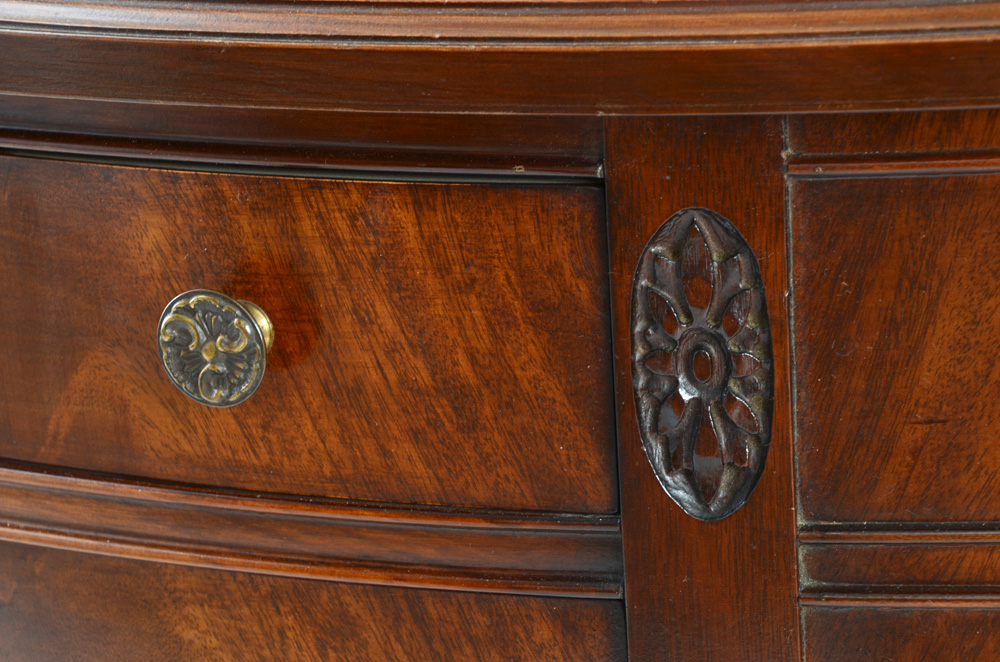 Hepplewhite Style Demilune Console Cabinet