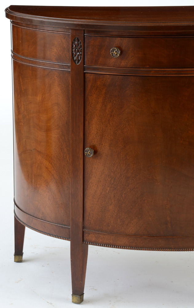 Hepplewhite Style Demilune Console Cabinet