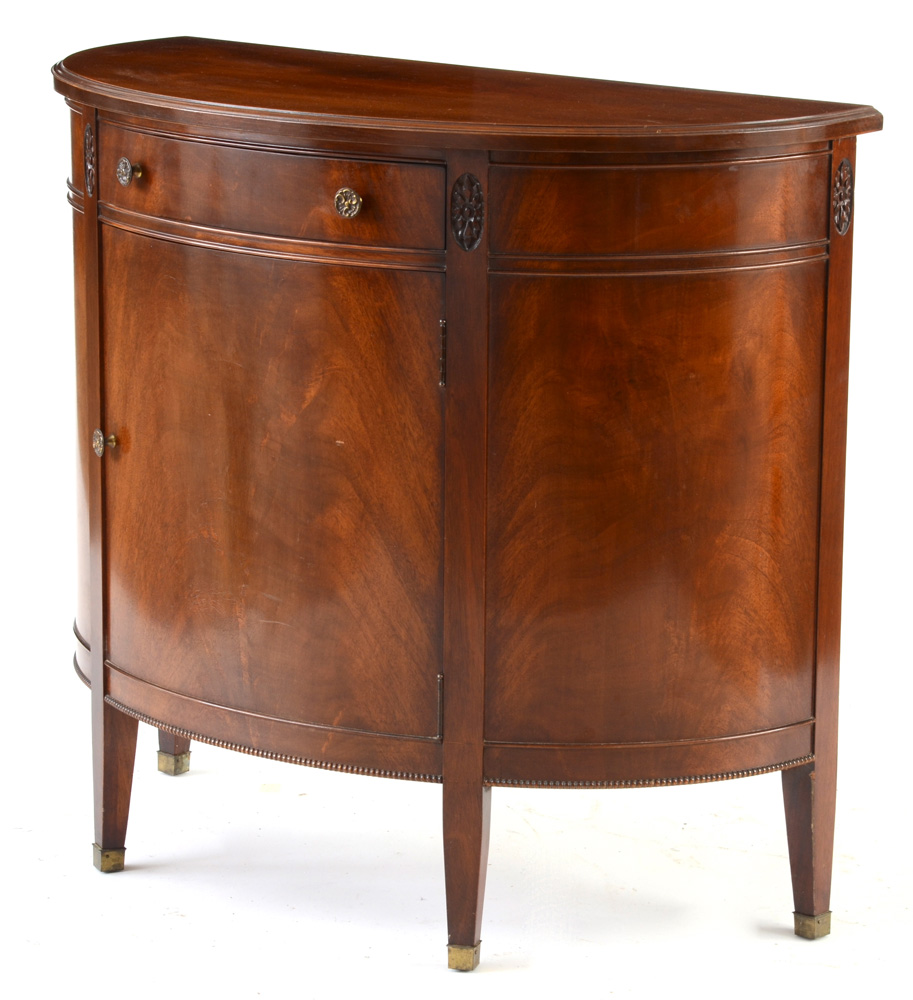 Hepplewhite Style Demilune Console Cabinet