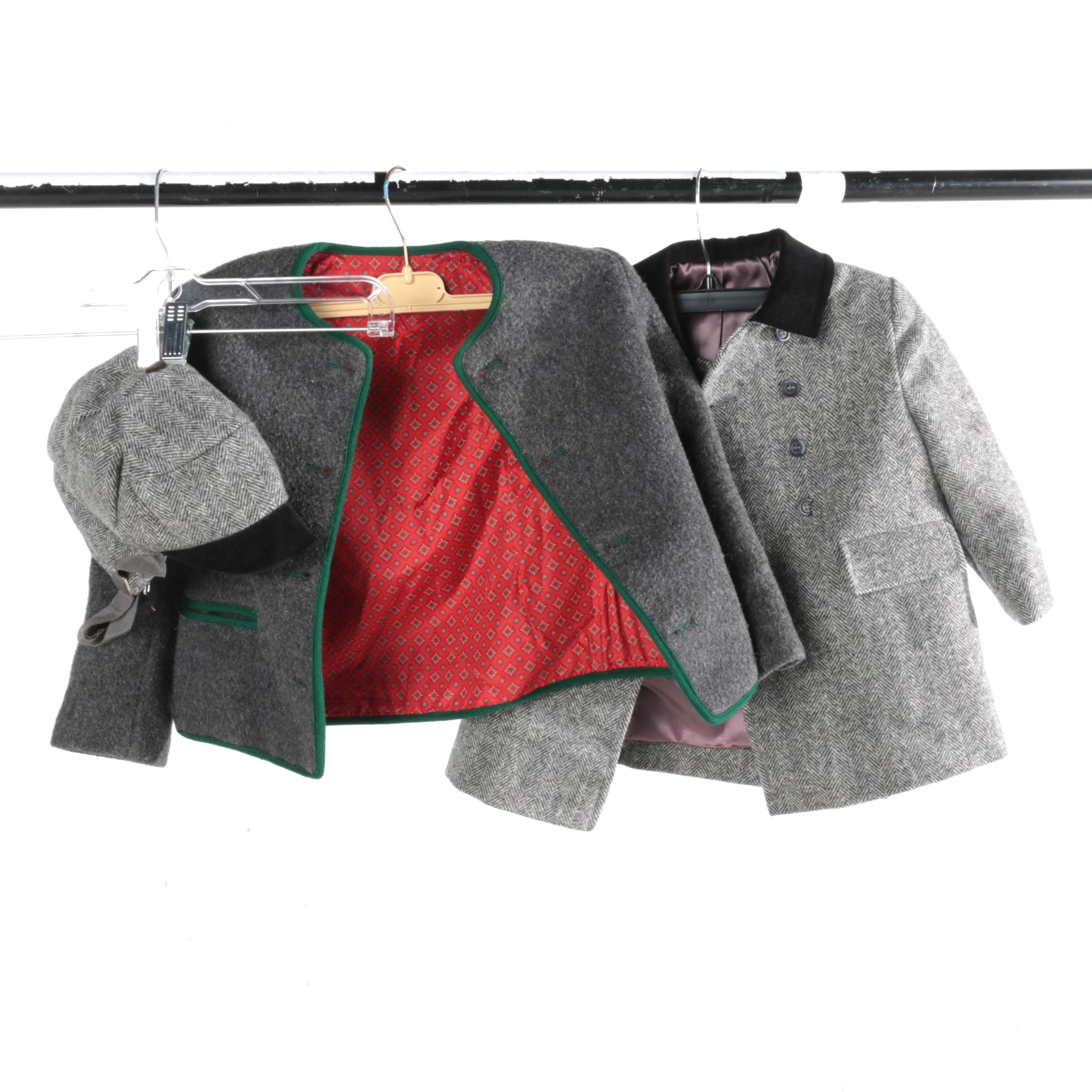 Children's Vintage Woolen Coats and Matching Hat